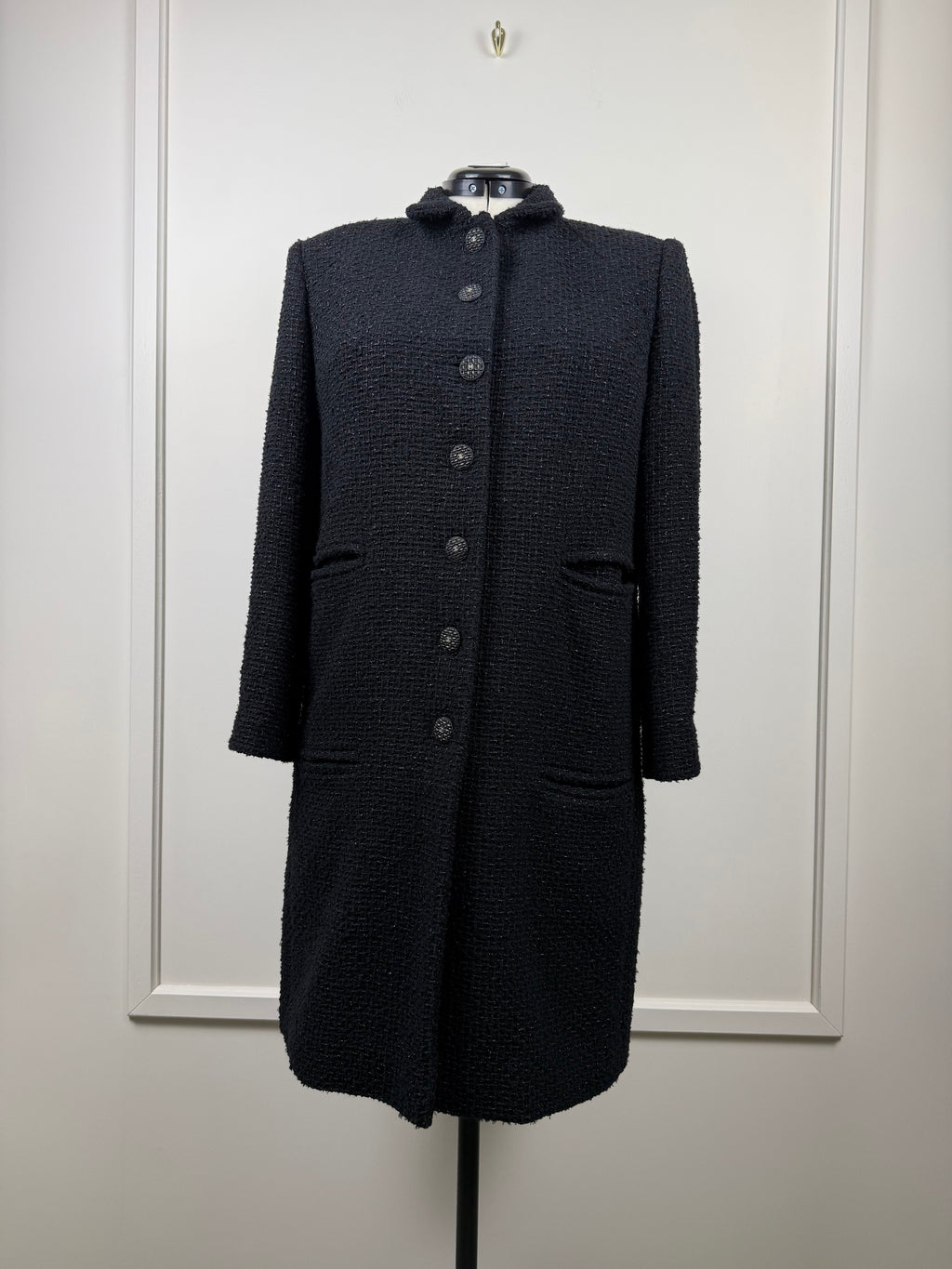 Chanel Tweed Coat – Black – Size 42 DE (44 FR)