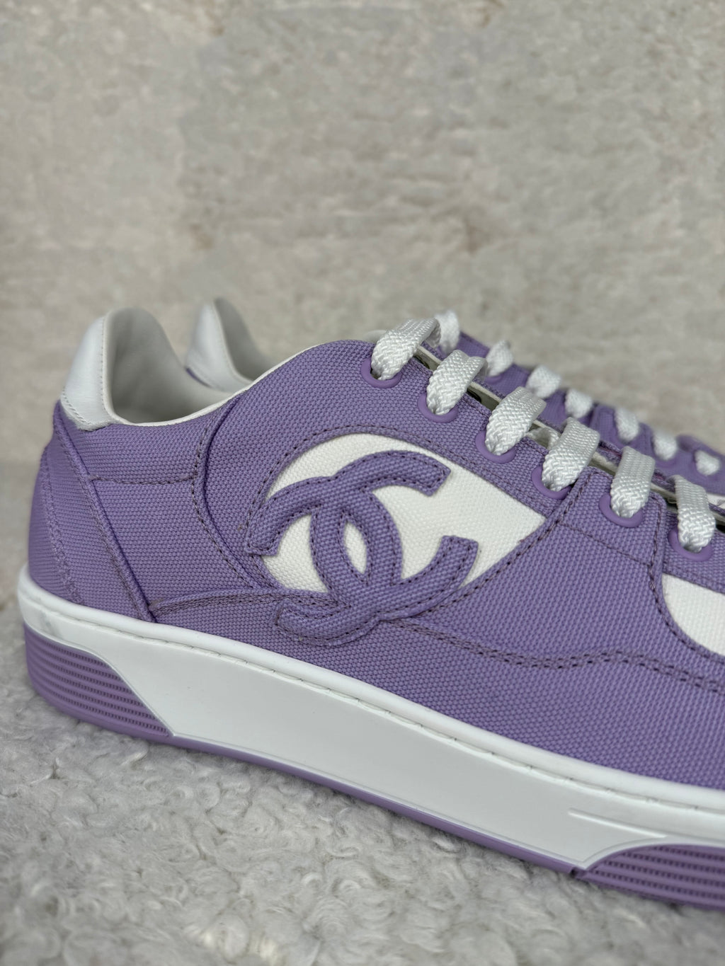 Chanel Canvas Sneakers Purple White Sz. 39.5 EU