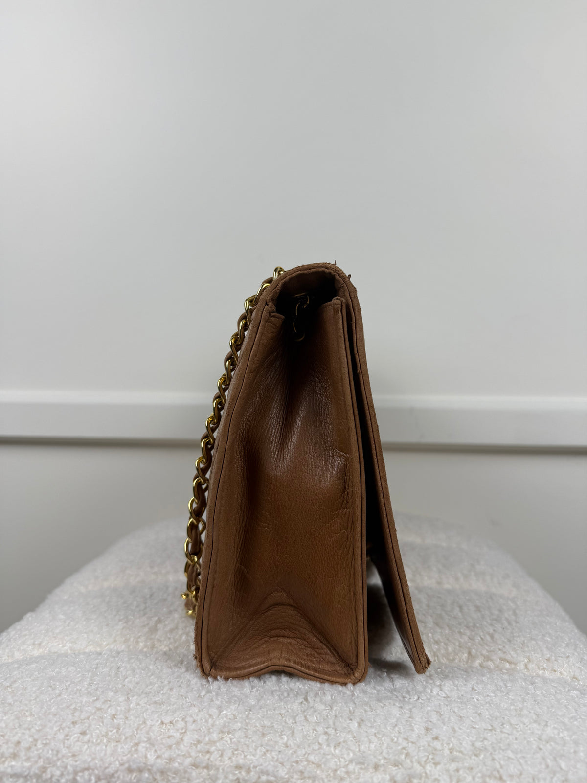 Chanel Vintage Schultertasche – Camel/Gold – 1989–1991