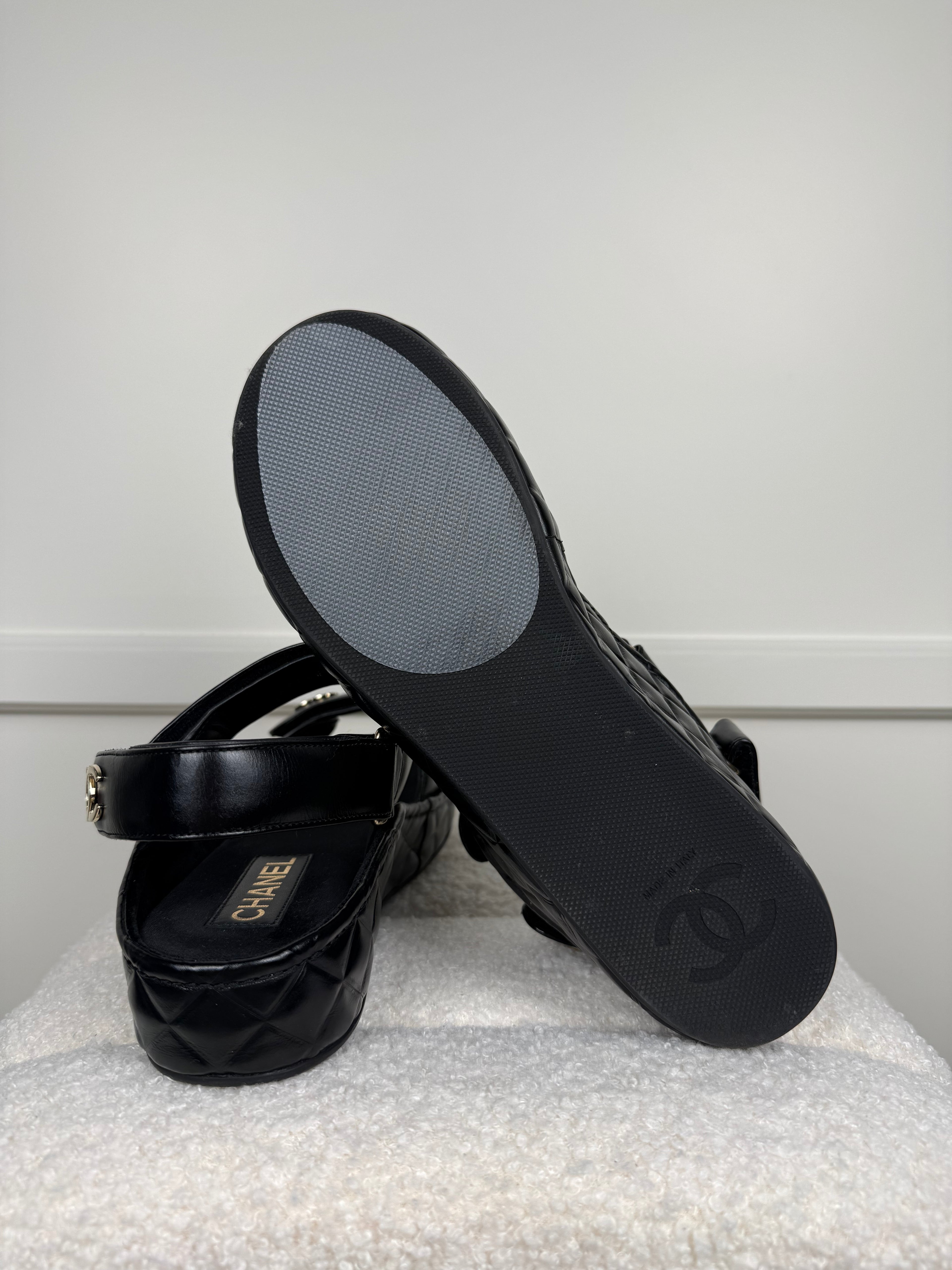 Chanel 2021 Leather Sandals Black Sz. 40 EU