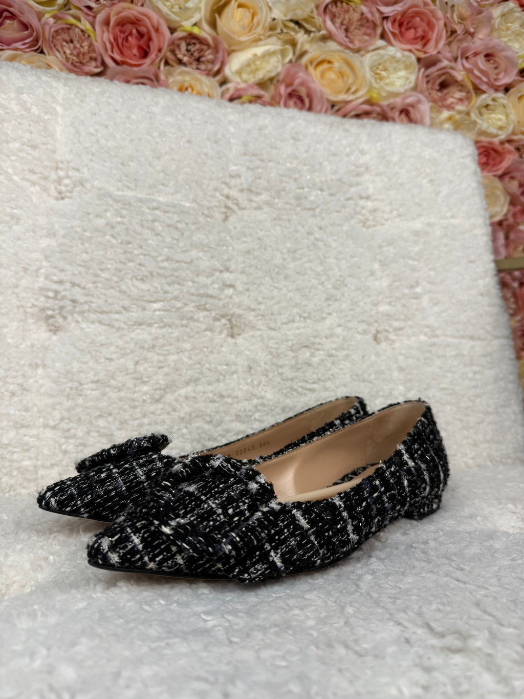 Gianvito Rossi Tweed Ballet Flats Black Multi Sz. 38.5 EU
