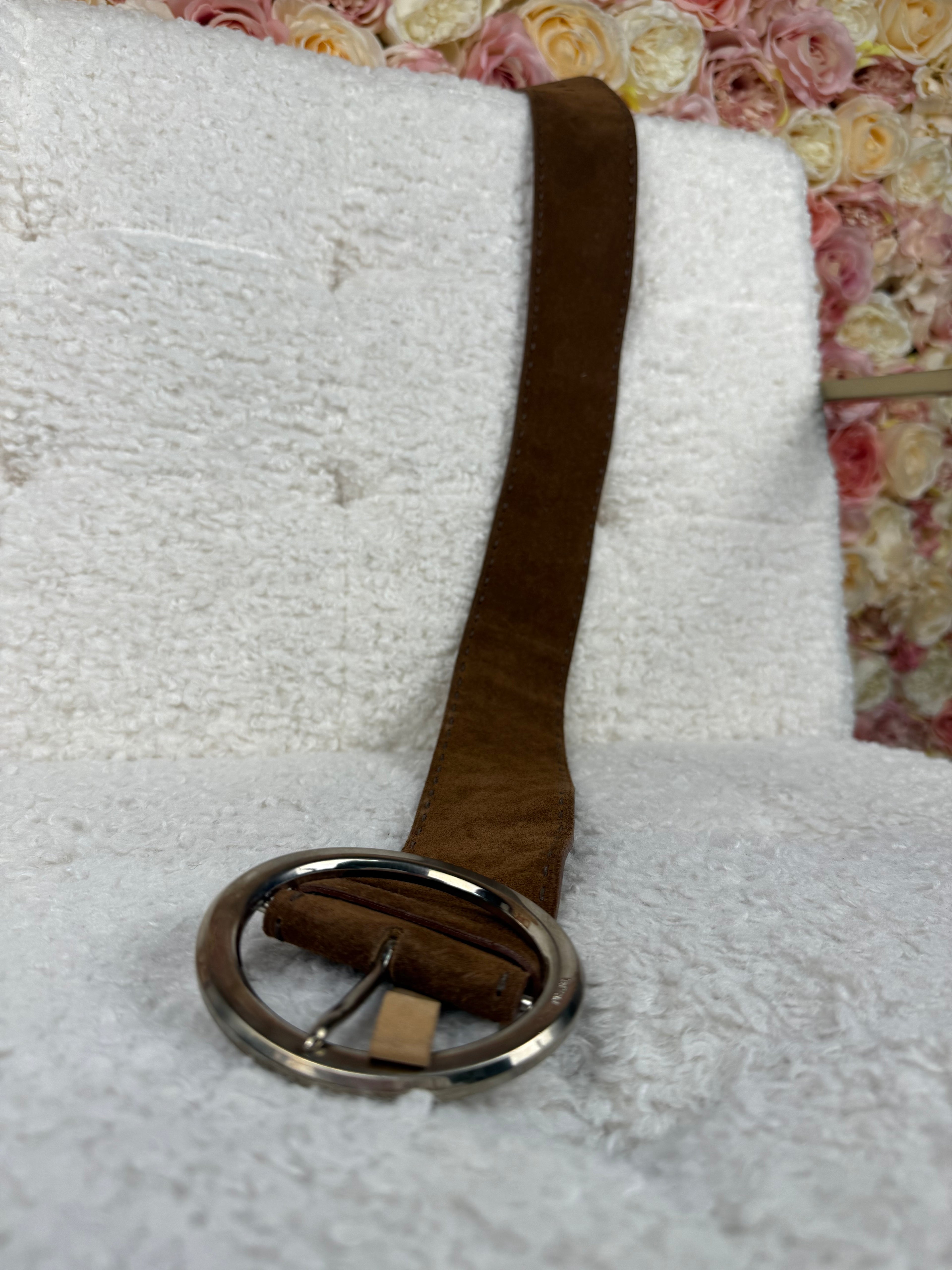 Prada Velour Belt Brown Sz. 90