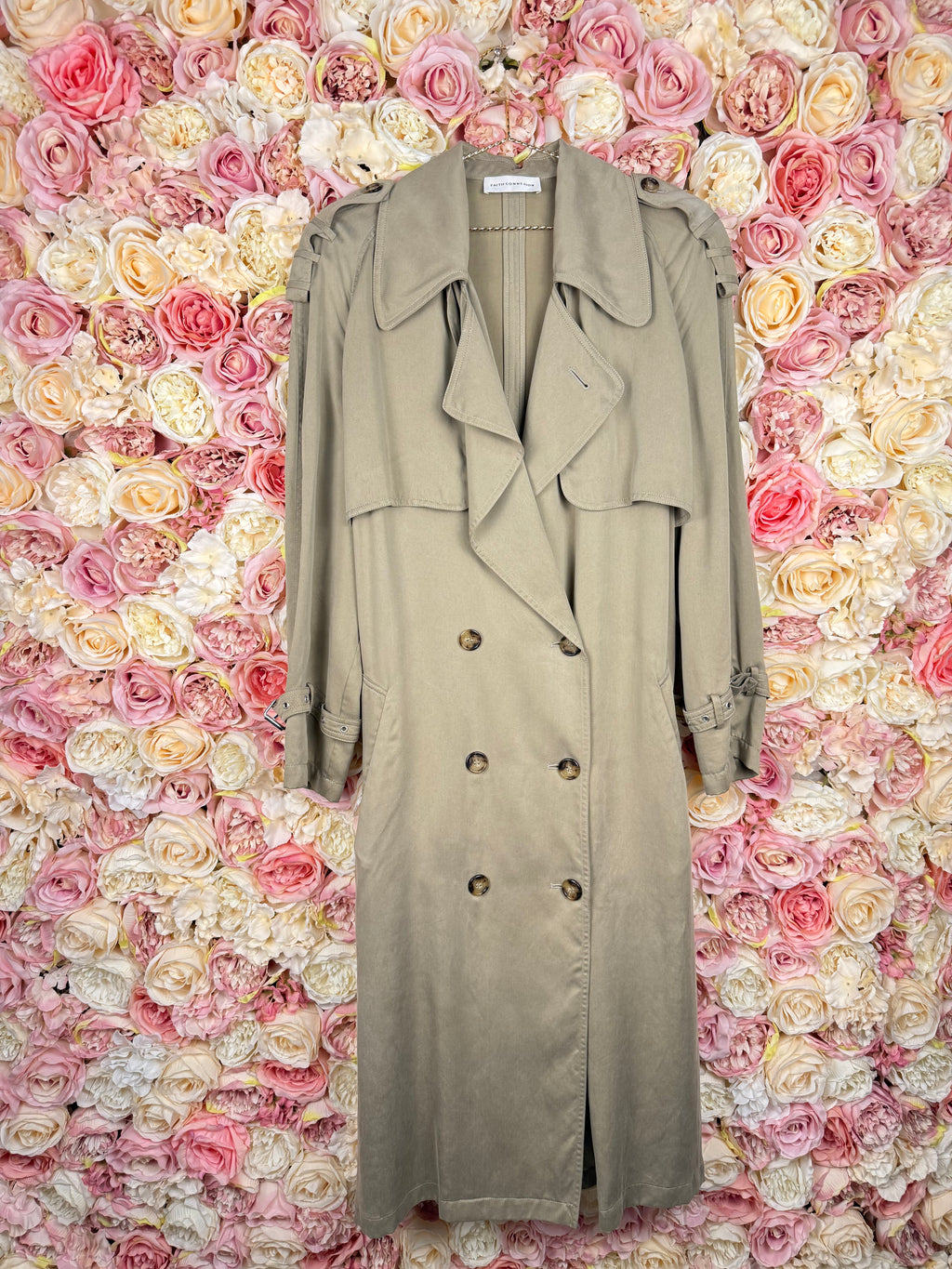 Faith Connexion Thin Trench Coat Green Sz. M