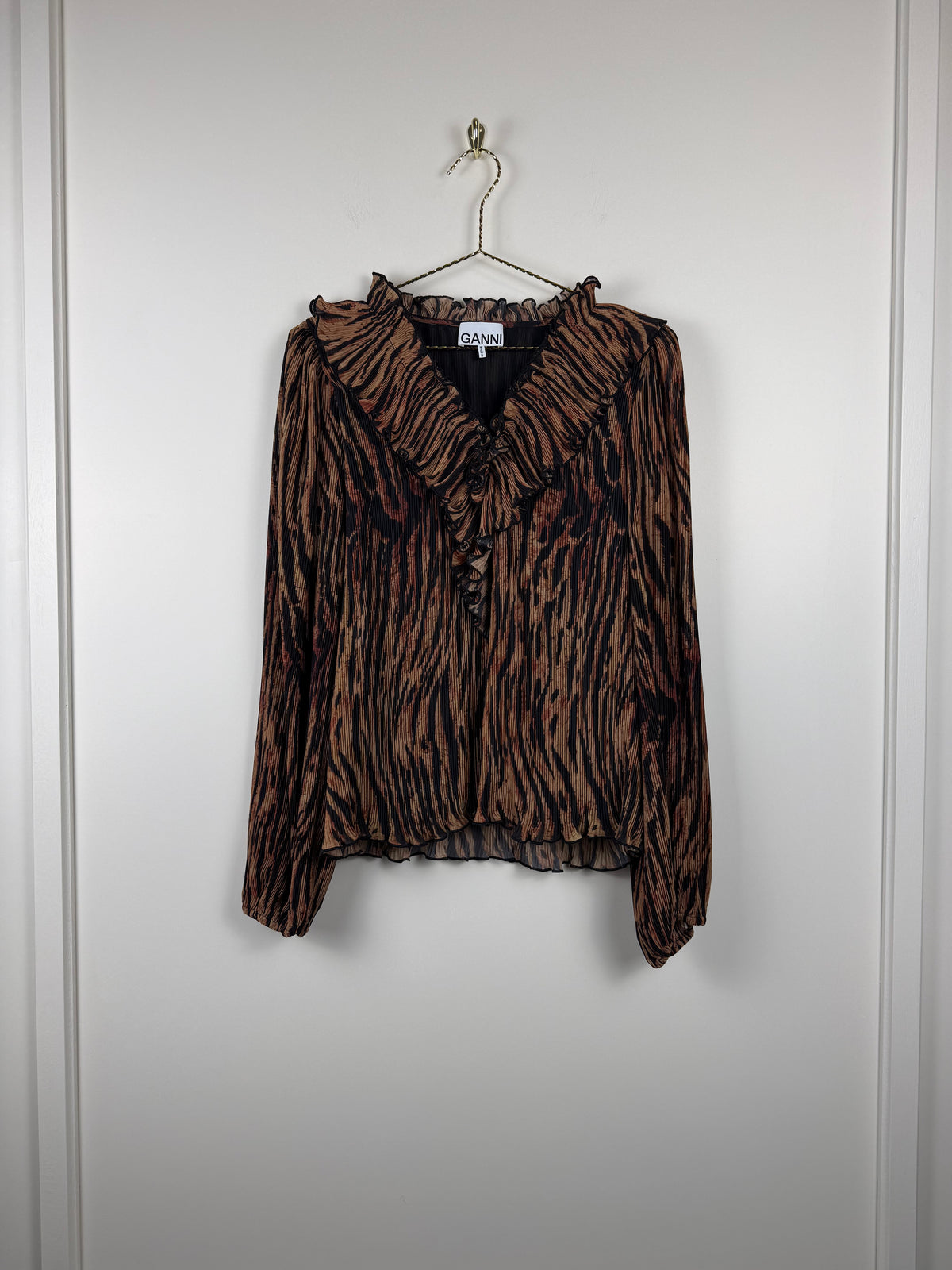 Ganni Bluse mit Tiger-Print – Mehrfarbig – Gr. 40 EU