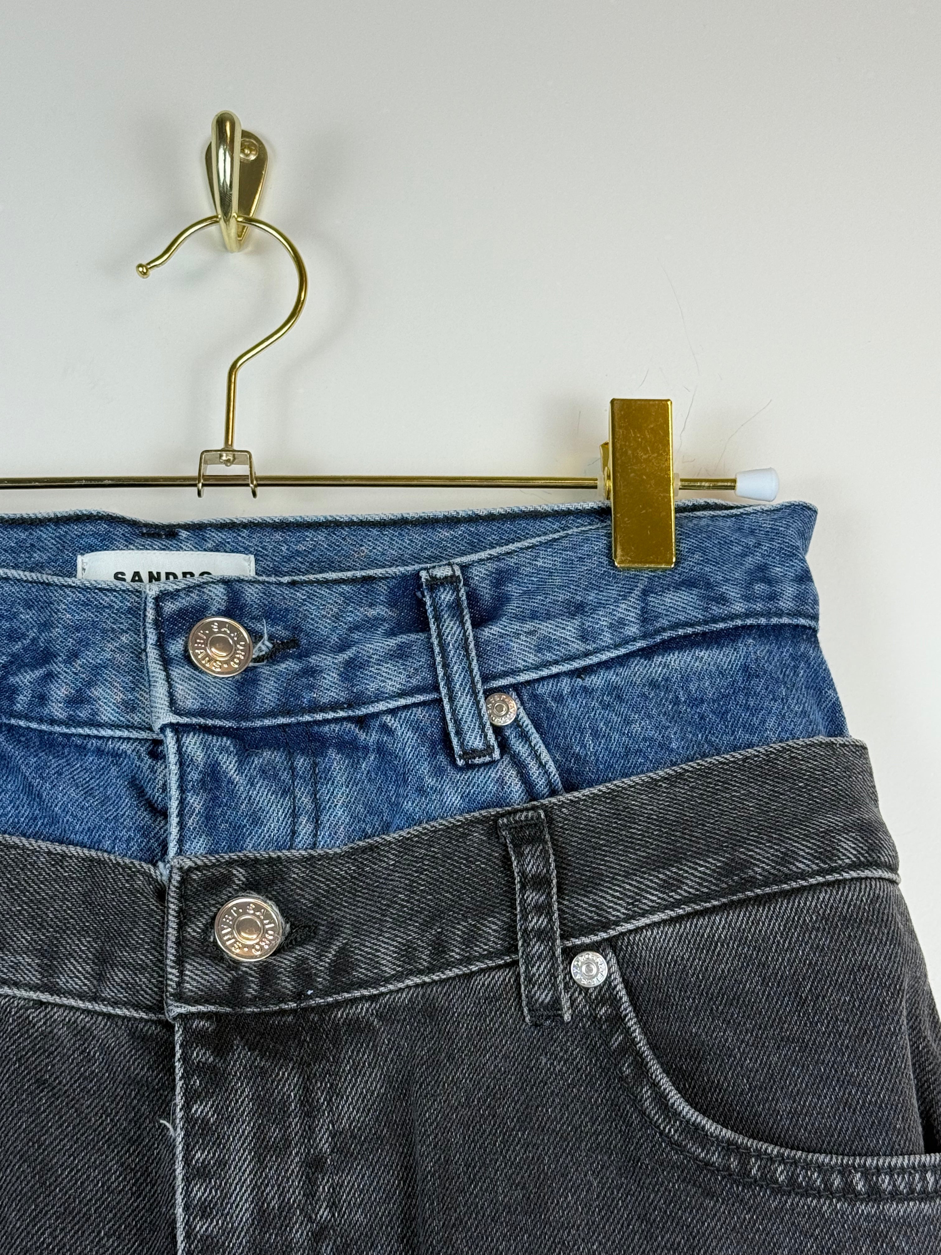 Sandro Double Waist Mom Jeans Grey Blue Sz. 36 DE (38 FR)