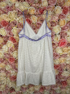 Luminess Babydoll Dress White Purple Sz. Estm. M