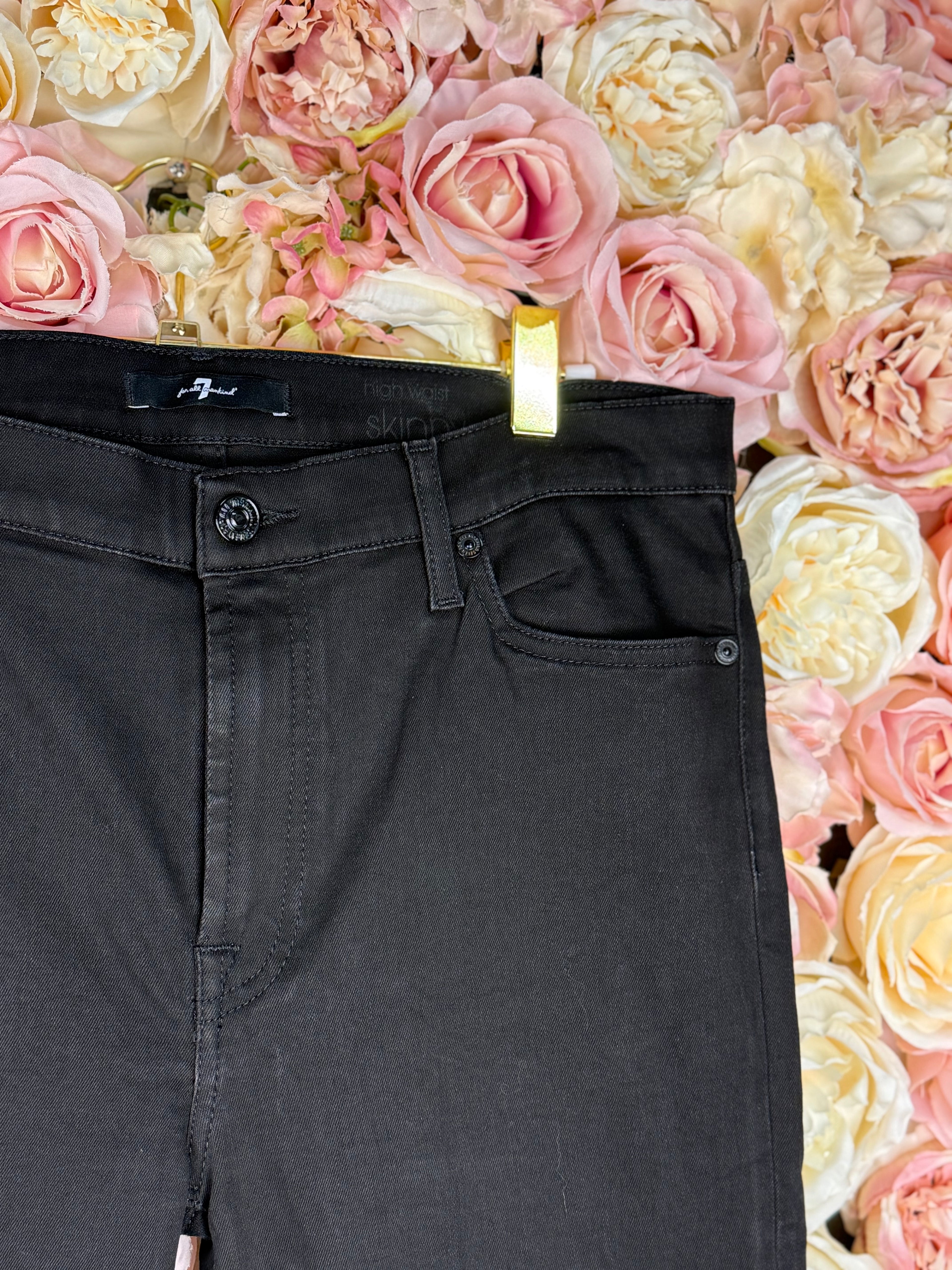 7 for all Mankind "High Waist Skinny" Jeans Black Sz. 32