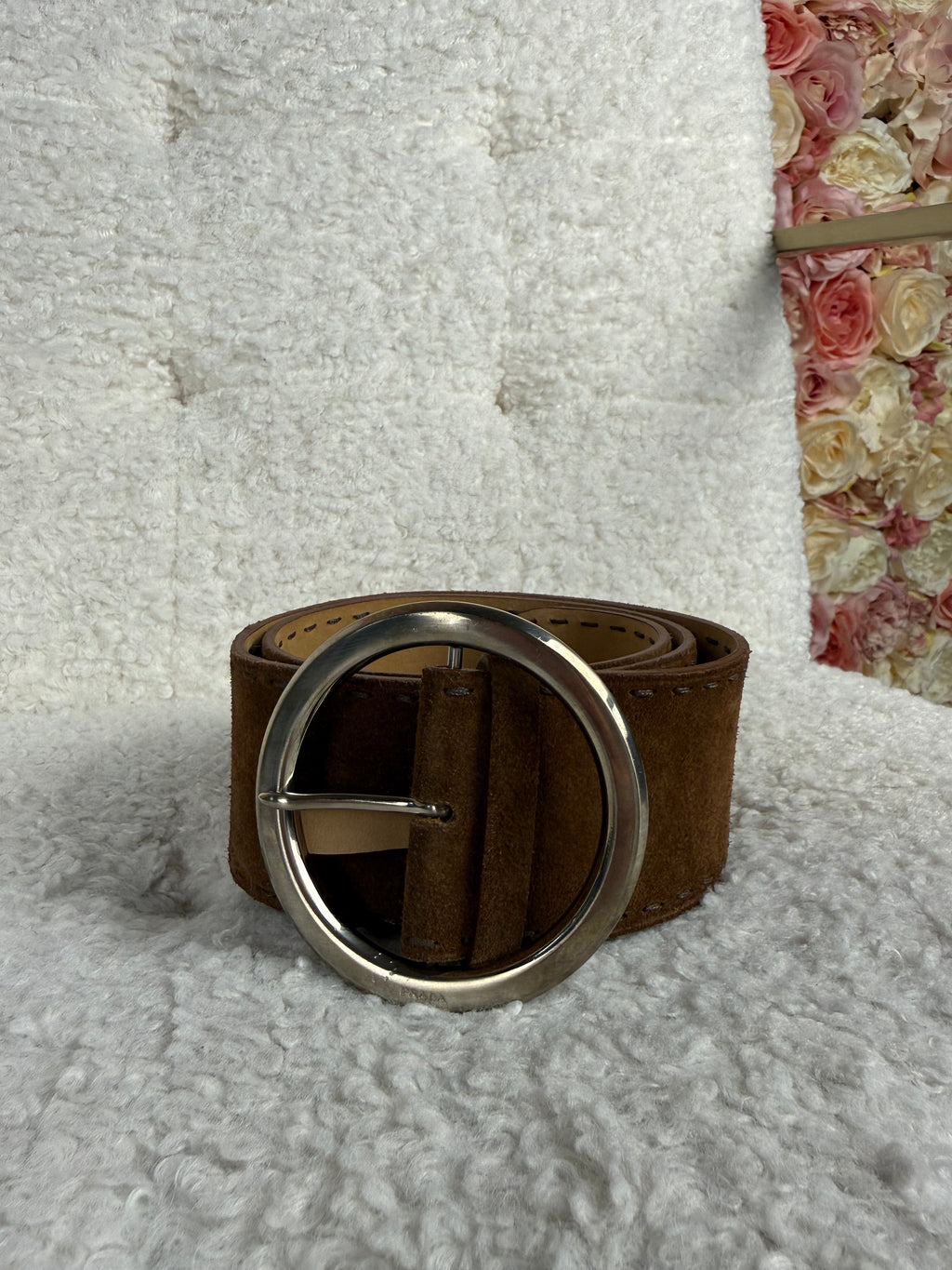 Prada Velour Belt Brown Sz. 90