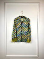 BSB Collection Blouse Green Multi with Feathers Sz. L