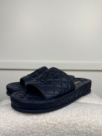 Chanel Quilted Lambskin Sandals Dark Blue Sz. 39 EU