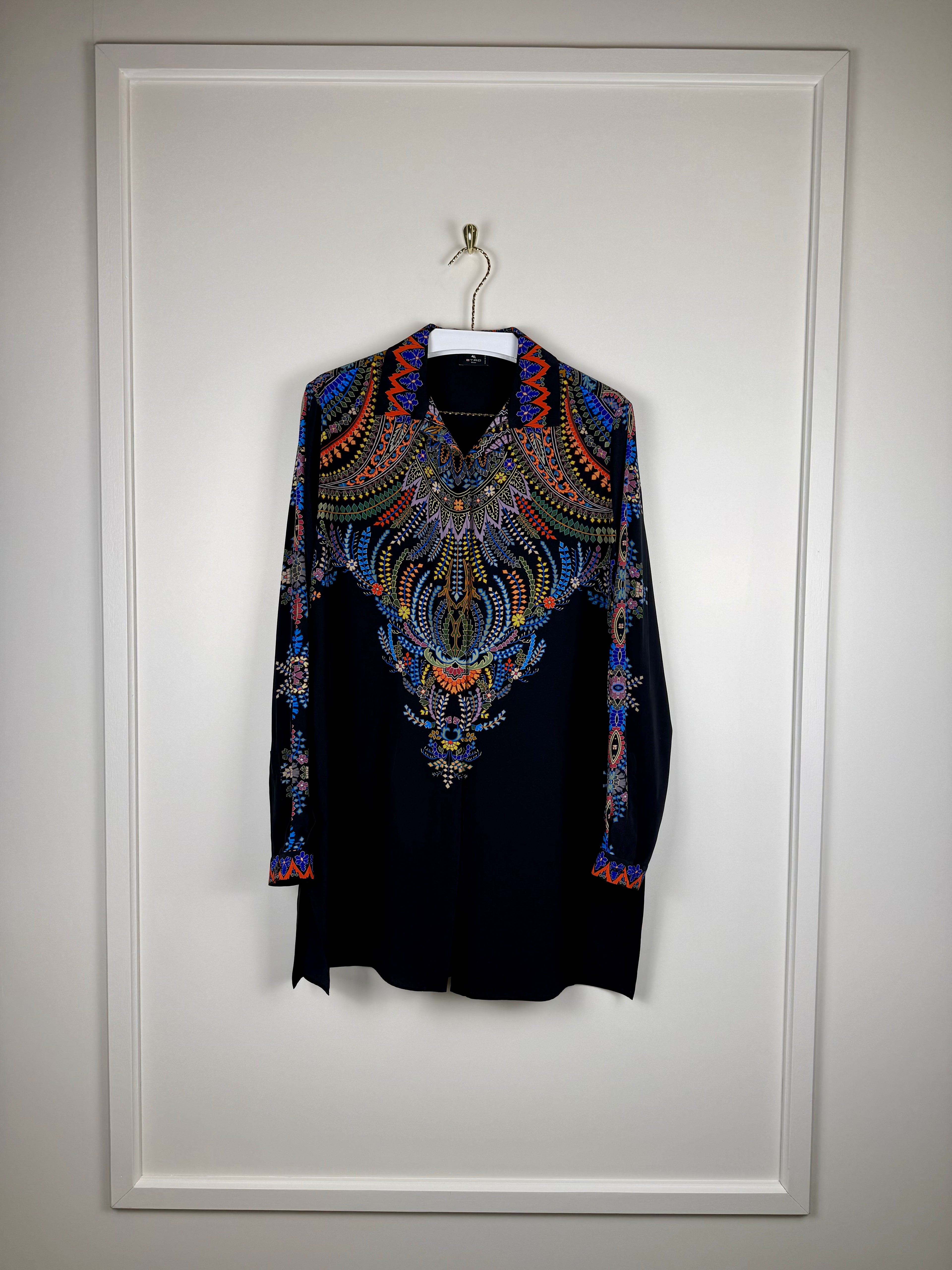Etro Silk Shirt Black Multi Sz. 44 DE (48 IT)