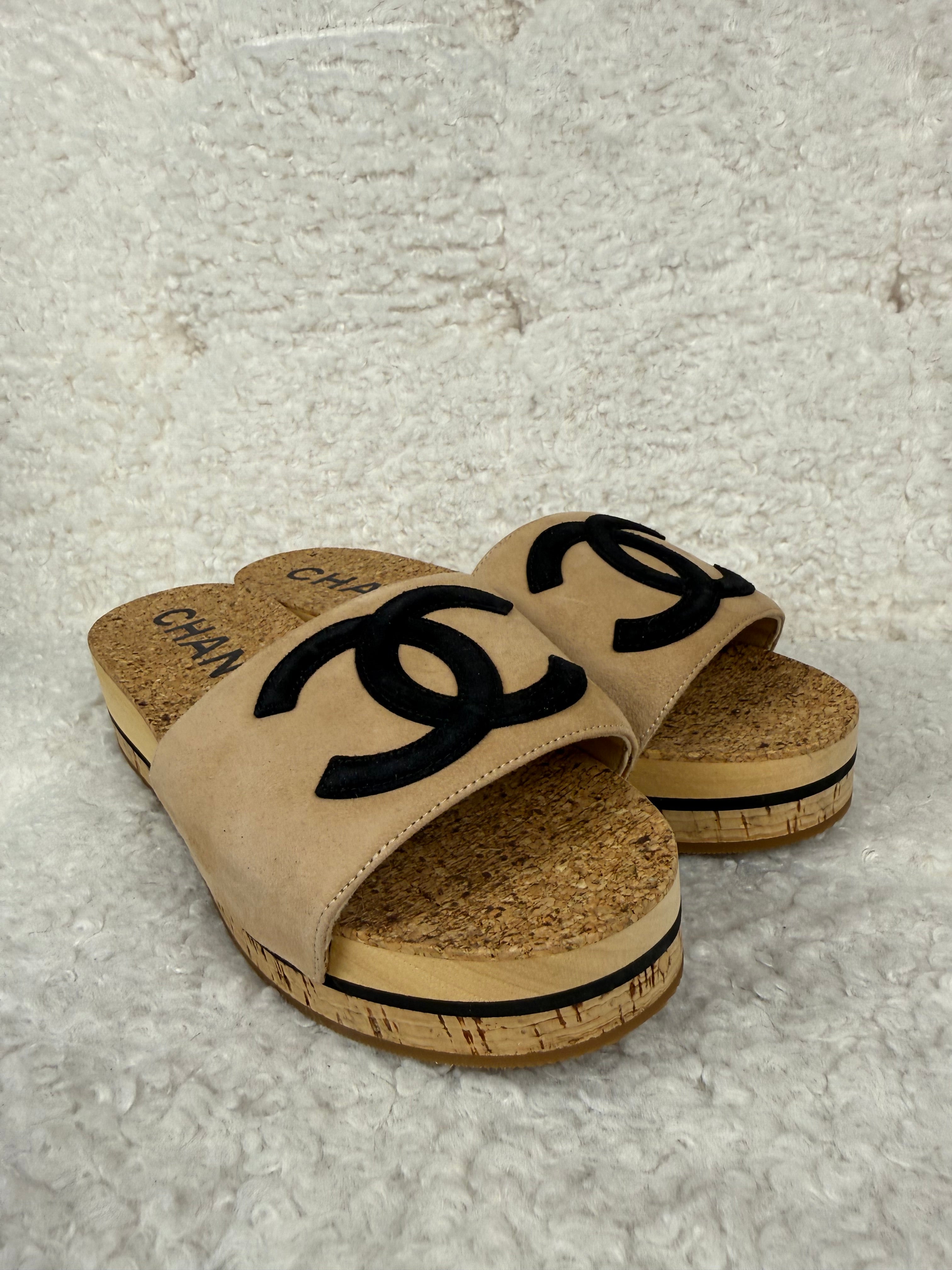 Chanel Cork Sandals Beige Sz. 39 EU