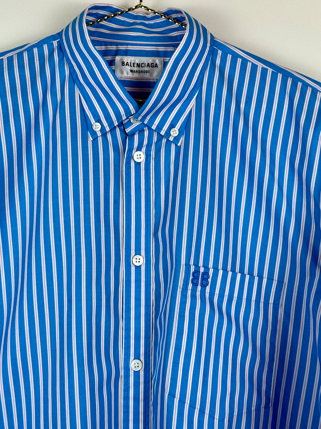 Balenciaga Oversized Cotton Shirt Light Blue Multi Sz. 36 DE (38 FR)