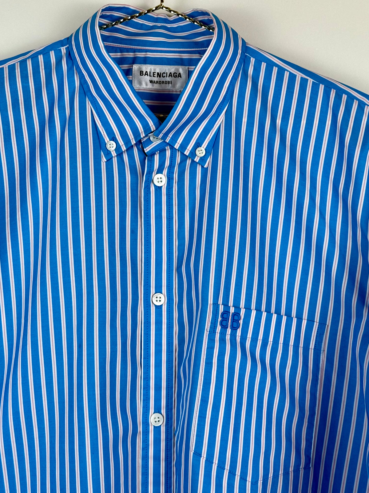 Balenciaga Oversized Cotton Shirt Light Blue Multi Sz. 36 DE (38 FR)