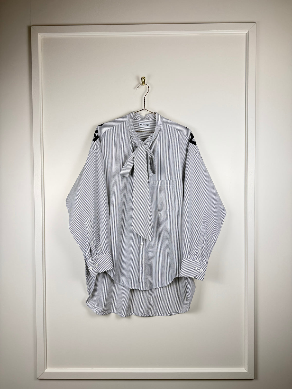 Balenciaga Oversized Striped Cotton Shirt White Blue Sz. 34 DE (36 FR)