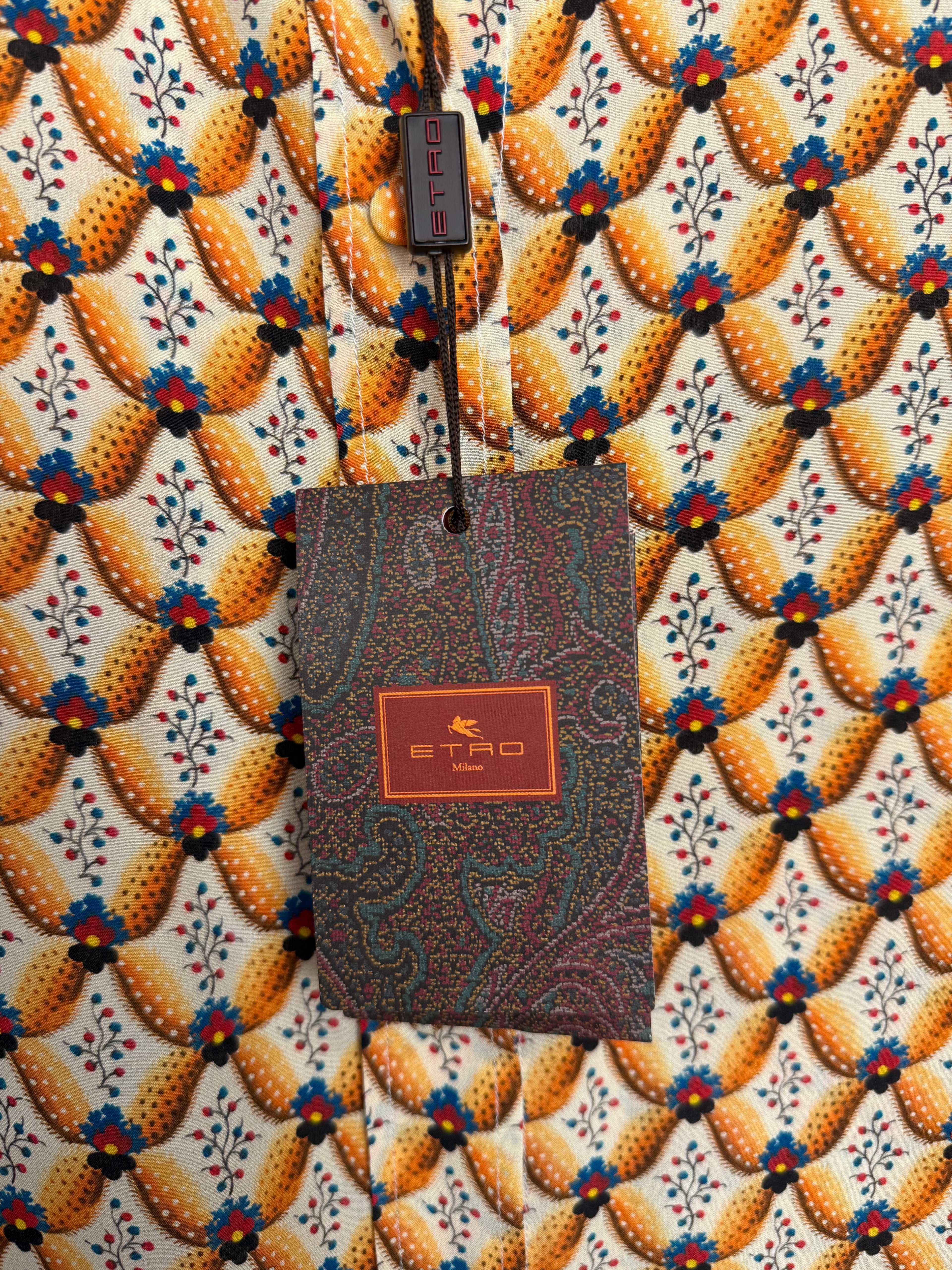 Etro Silk Blouse Orange Multi Sz. 36 DE (40 IT)