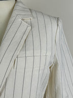 Max Mara Linen Cotton Mix Blazer Pinstriped White Sz. 40 DE