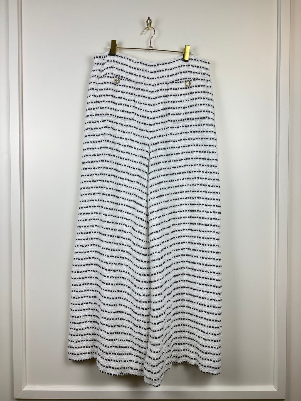 Chanel S23 Tweed Pants White Blue Sz. 42 DE (44 FR)