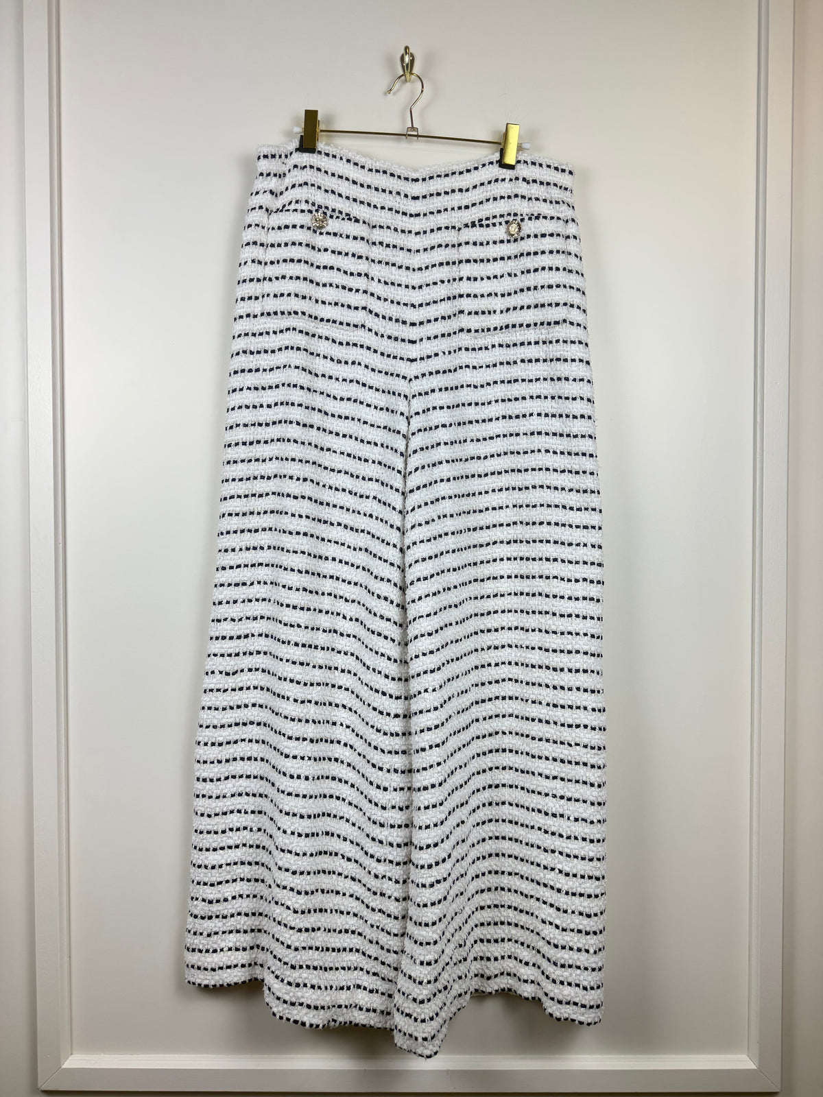 Chanel S23 Tweed Pants White Blue Sz. 42 DE (44 FR)