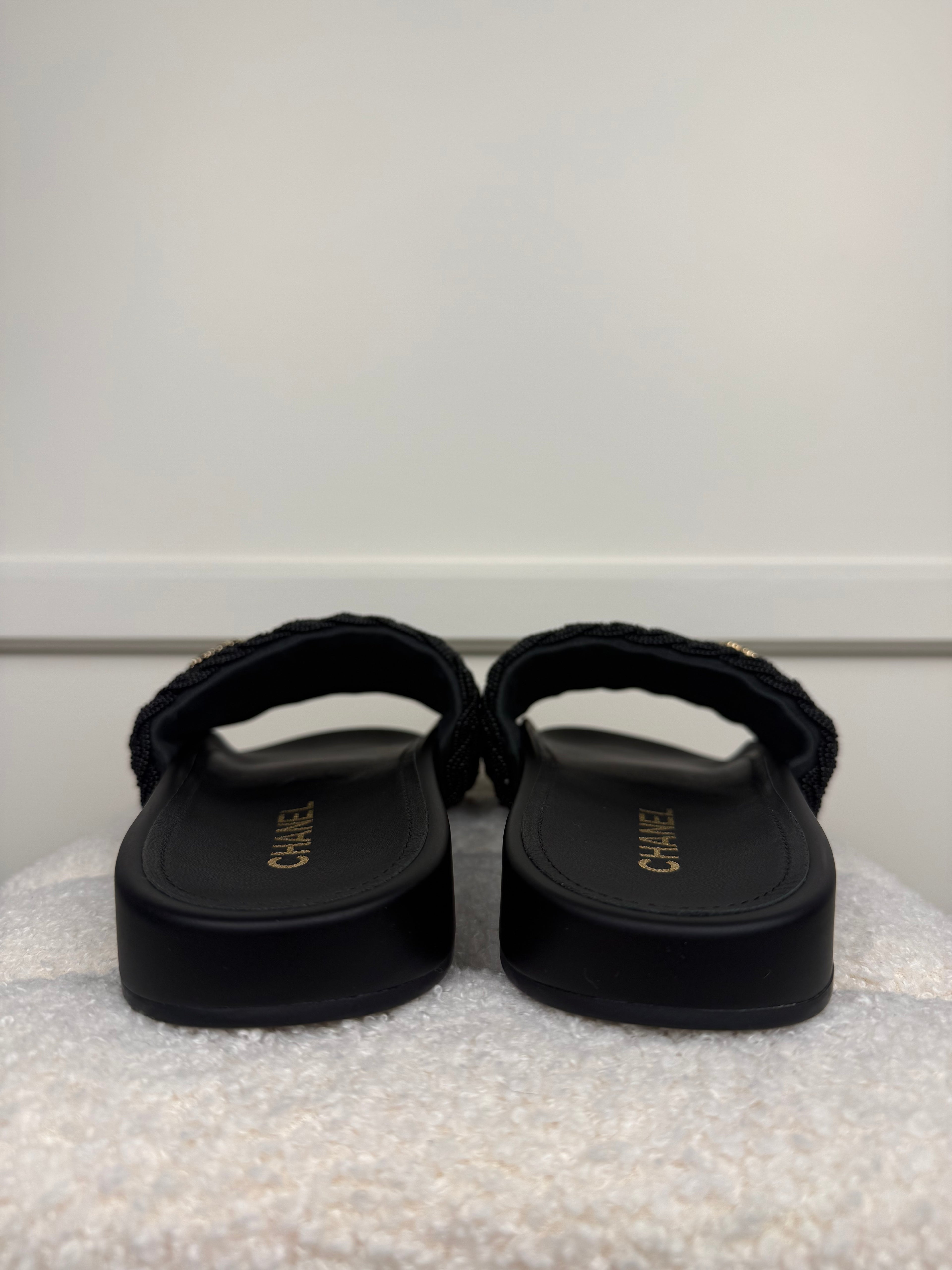 Chanel Slides with Beads Black Sz. 40 EU