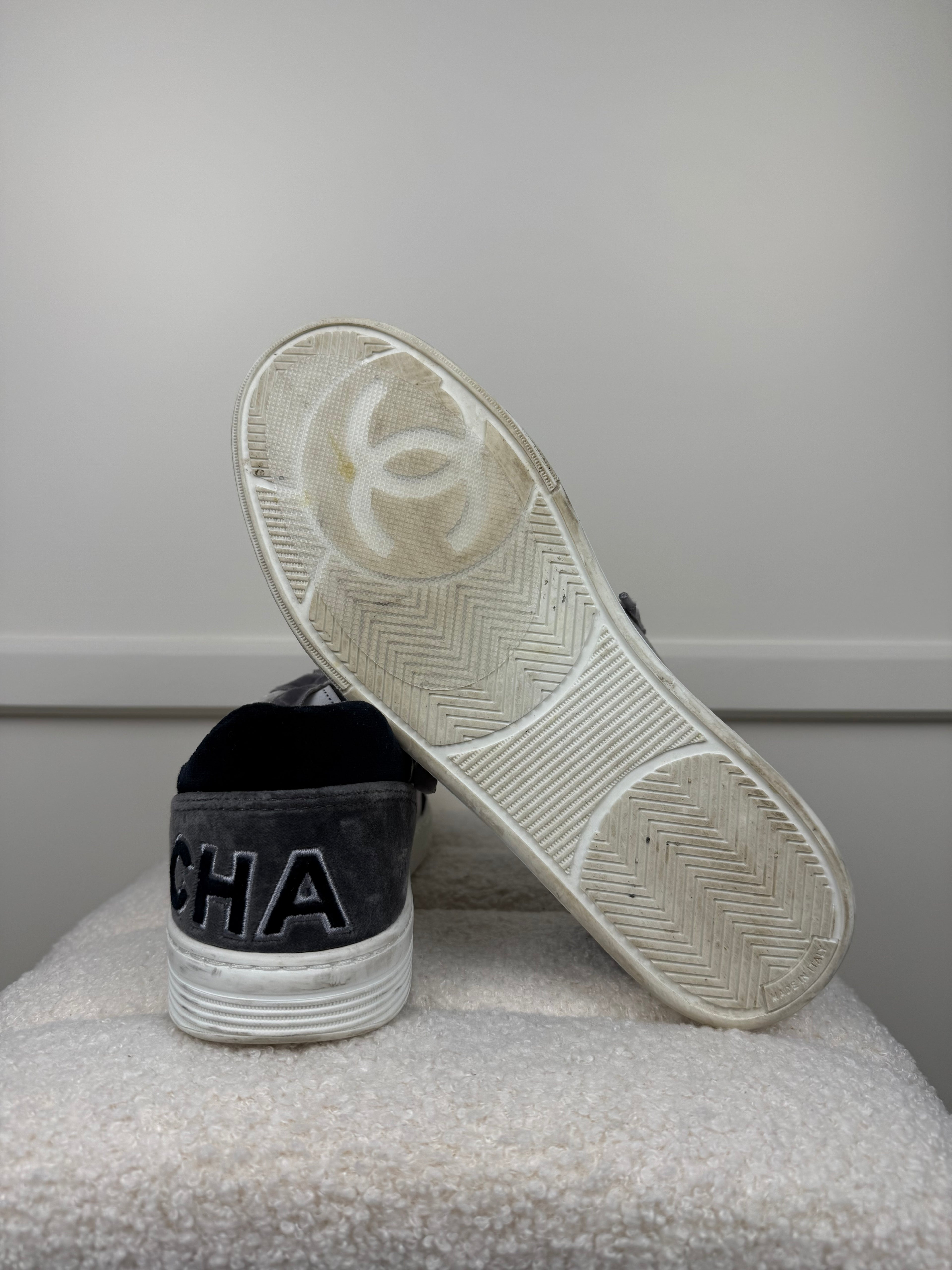 Chanel Velvet Sneakers Black Grey White Sz. 40 EU