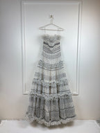 Elie Saab Resort 22 Kleid mit Gürtel – Weiss/Schwarz – Gr. 36 DE (38 FR)