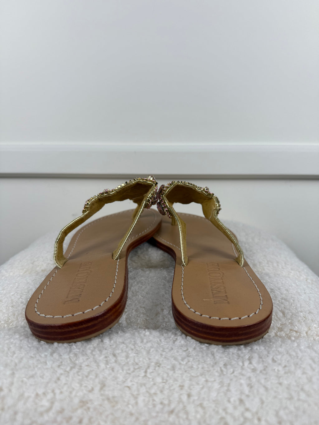 Mystique Sandalen mit Kristallverzierung – Rosa – Gr. 37 EU (US 6)