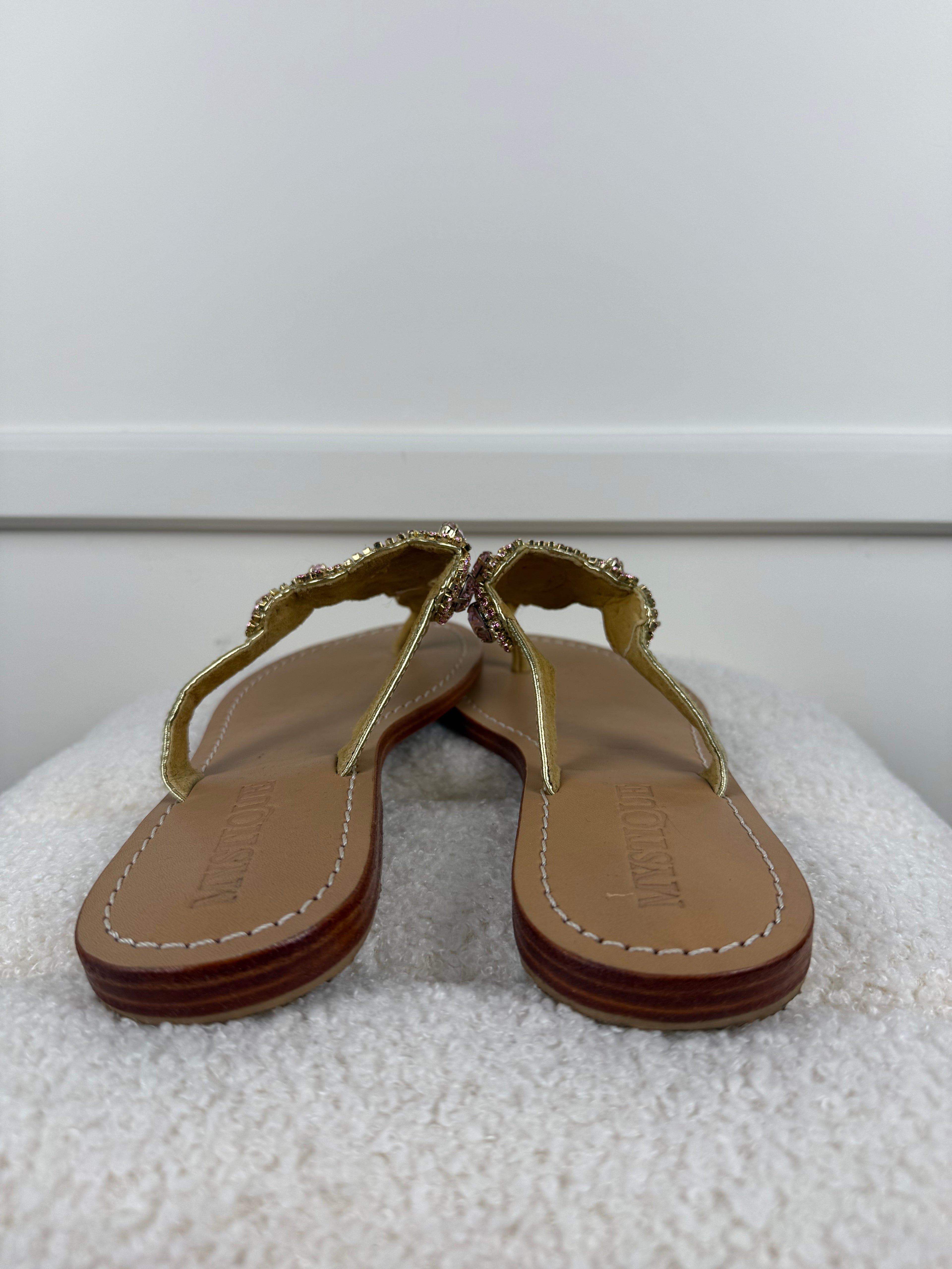 Mystique Sandalen mit Kristallverzierung – Rosa – Gr. 37 EU (US 6)