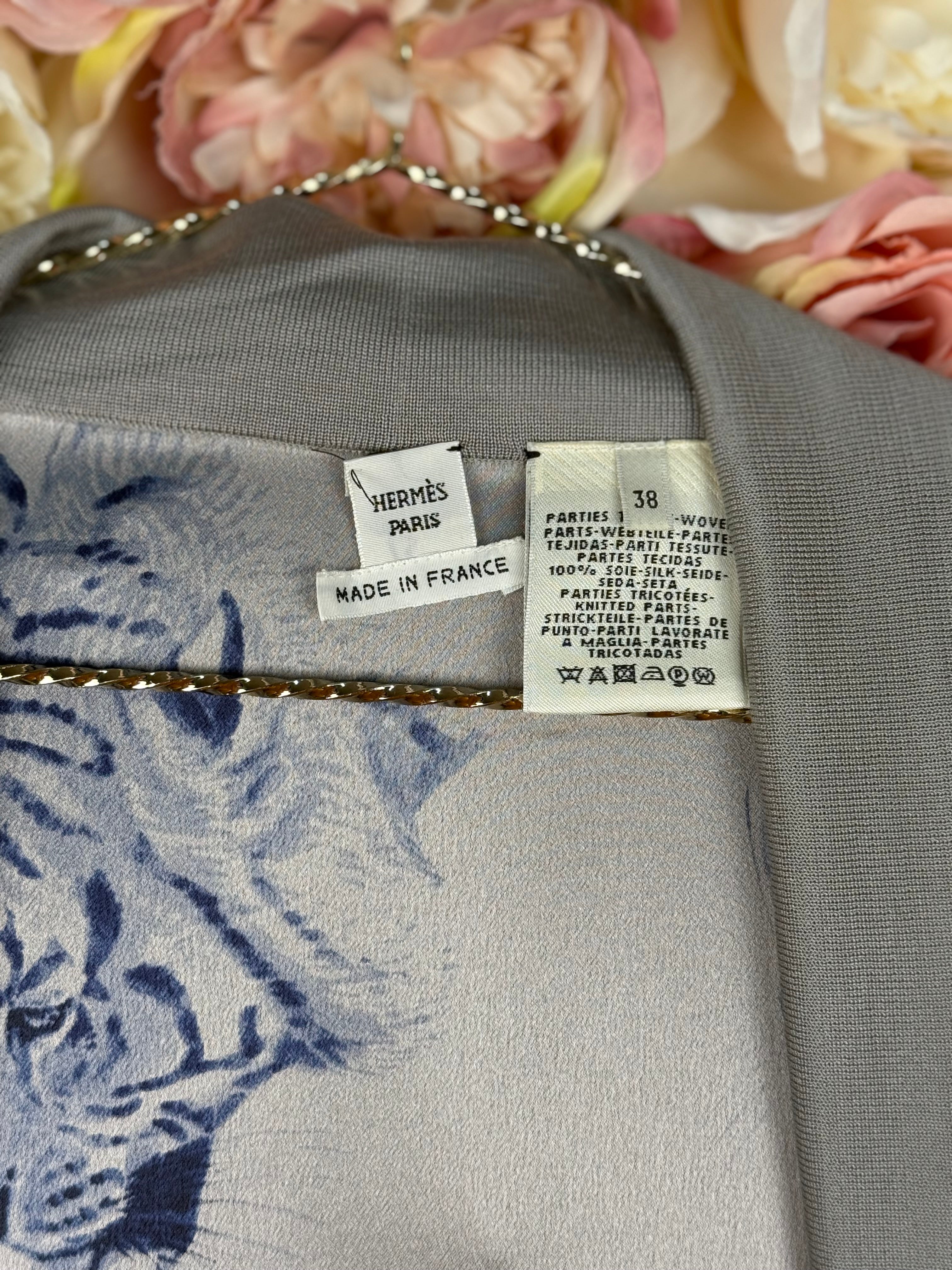 Hermès Silk Cardigan Grey Sz. 36 DE (38 FR)