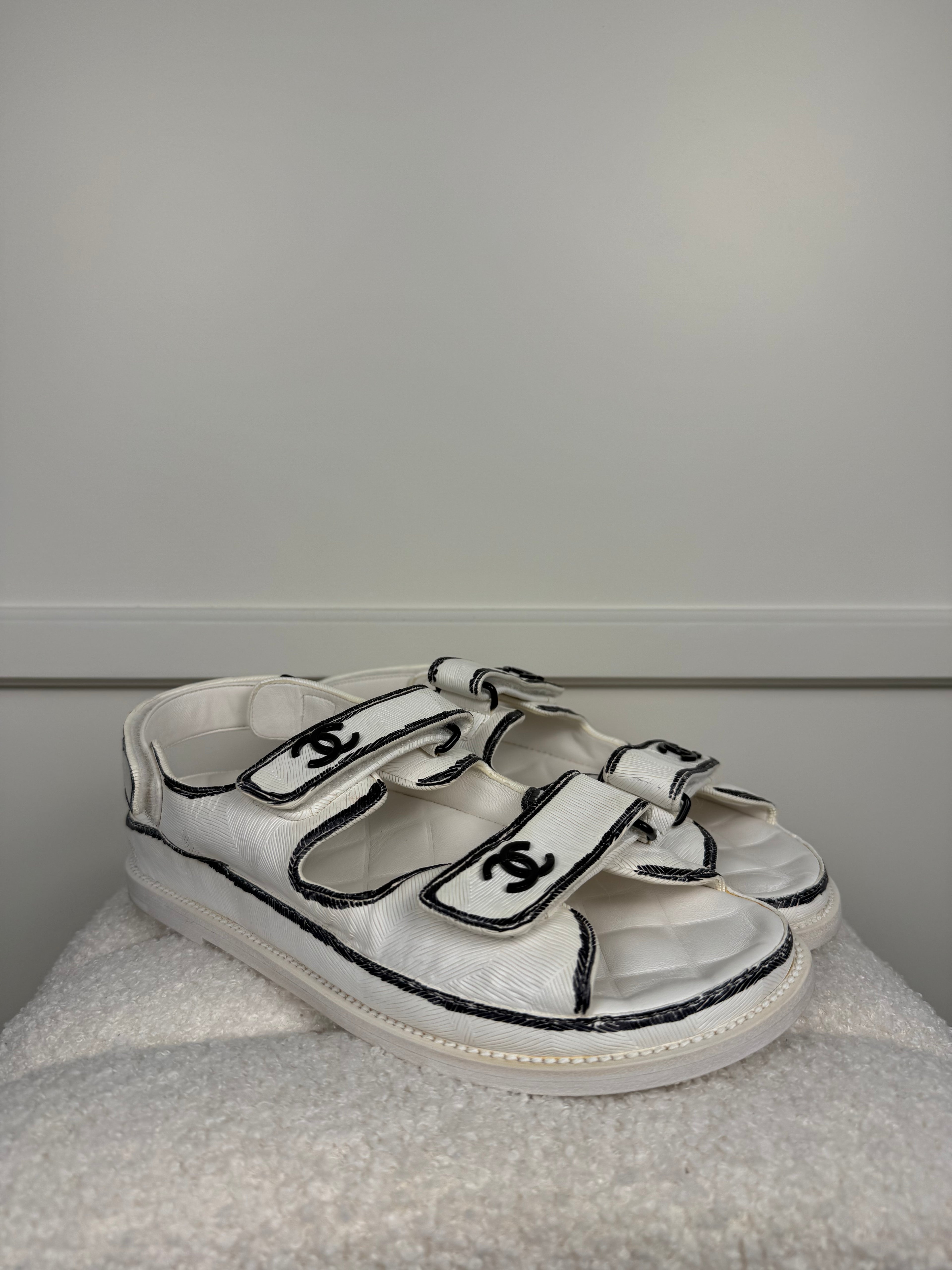Chanel Dad Sandals White Black