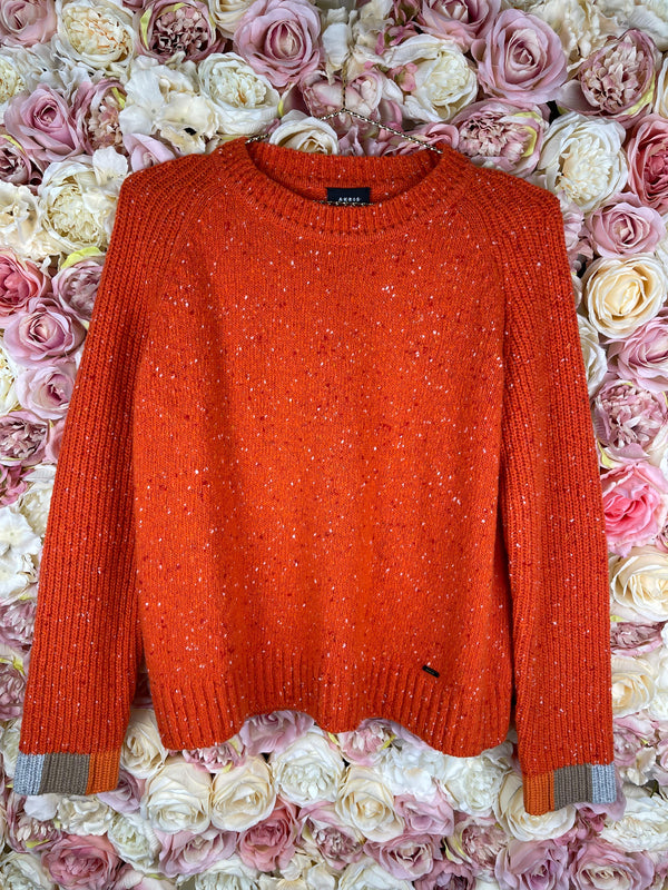 Akris Cashmere Round Neck Sweater Orange Sz. 36 DE