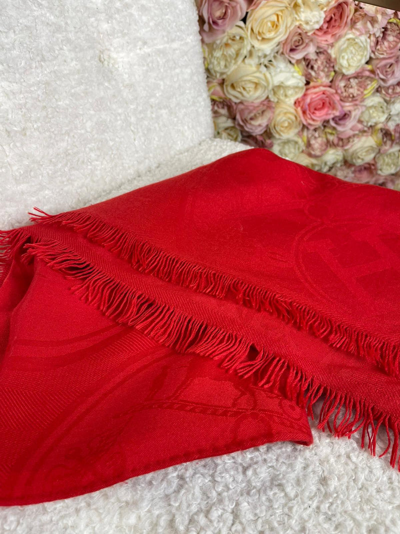 Hermès Cashmere Silk Stola New Libris Red