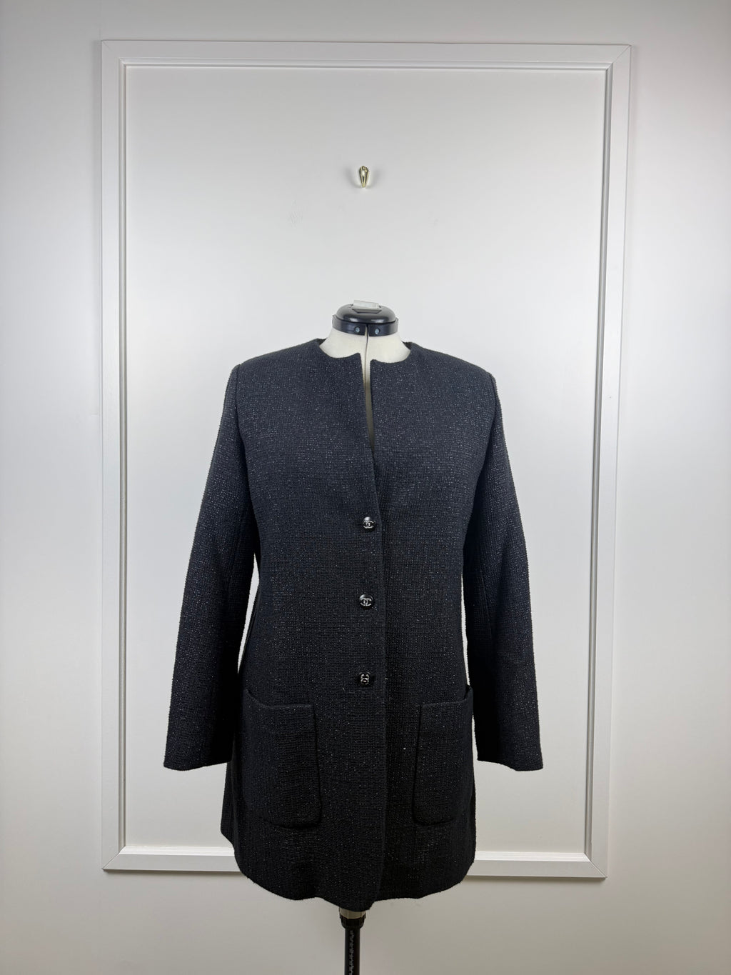 Chanel 21C Tweed Mantel – Schwarz – Gr. 42 DE (44 FR)