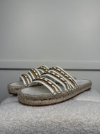 Chanel Chain Sandals White Beige Sz. 39 EU