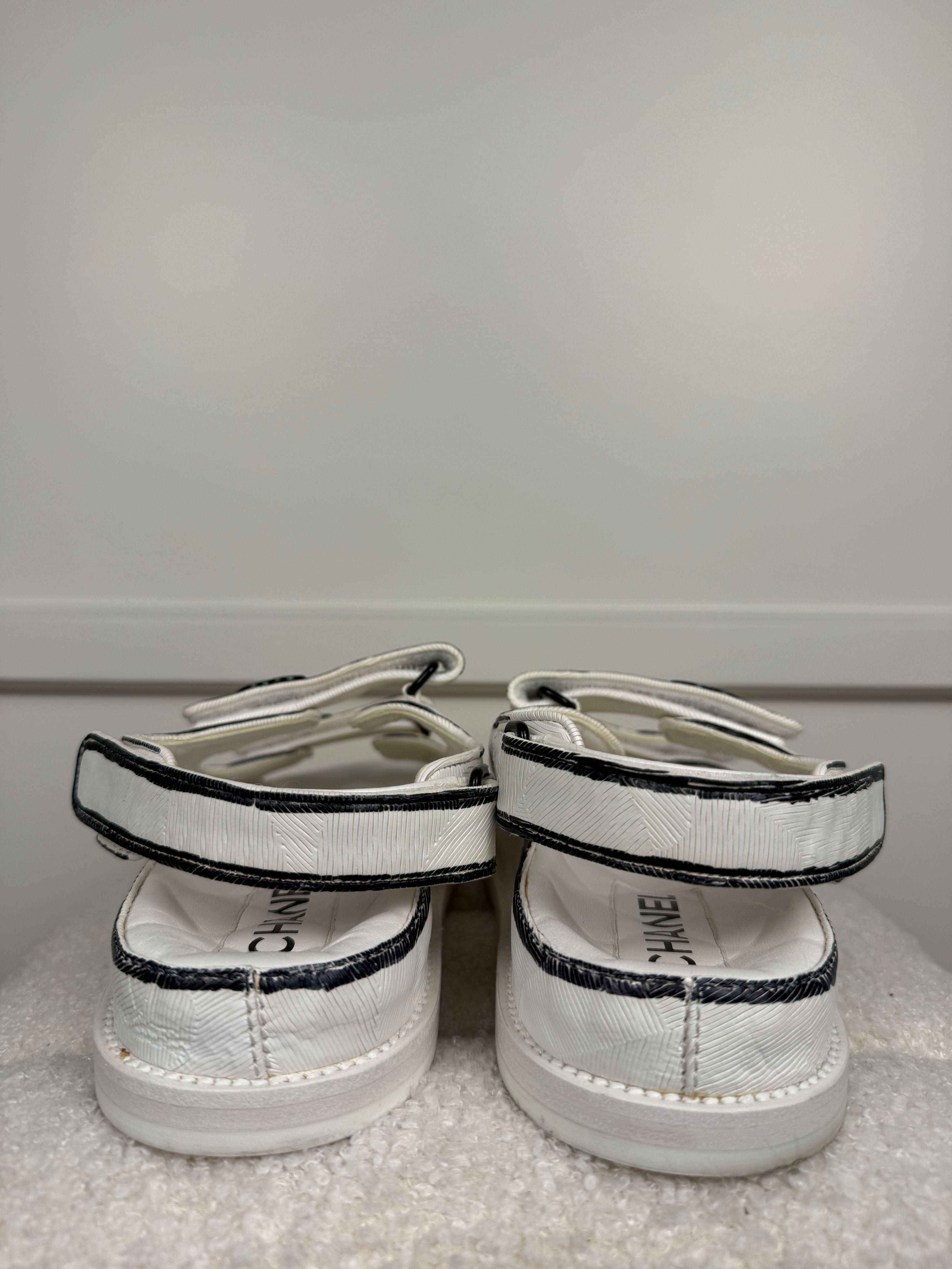 Chanel Dad Sandals White Black