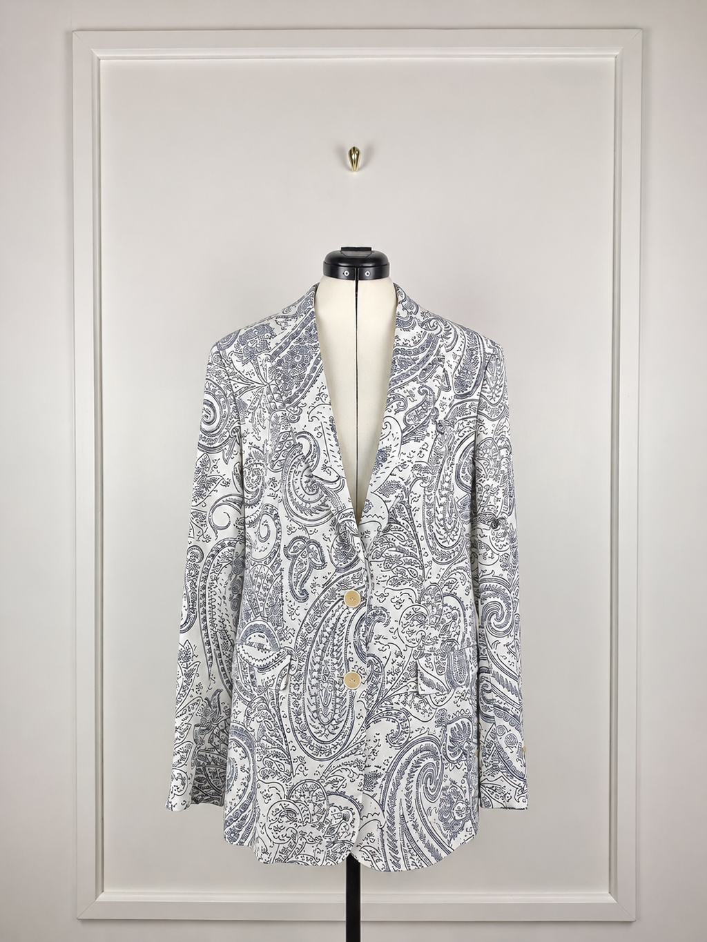 Etro Blazer Paisley Print White Dark Blue Sz. 38 DE & 34 DE