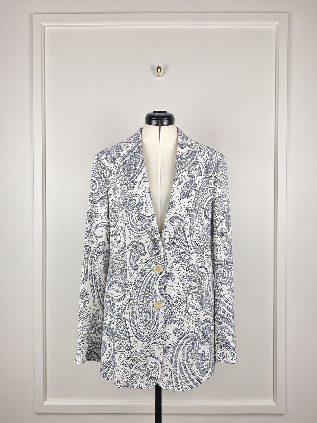 Etro Blazer Paisley Print White Dark Blue Sz. 38 DE & 34 DE