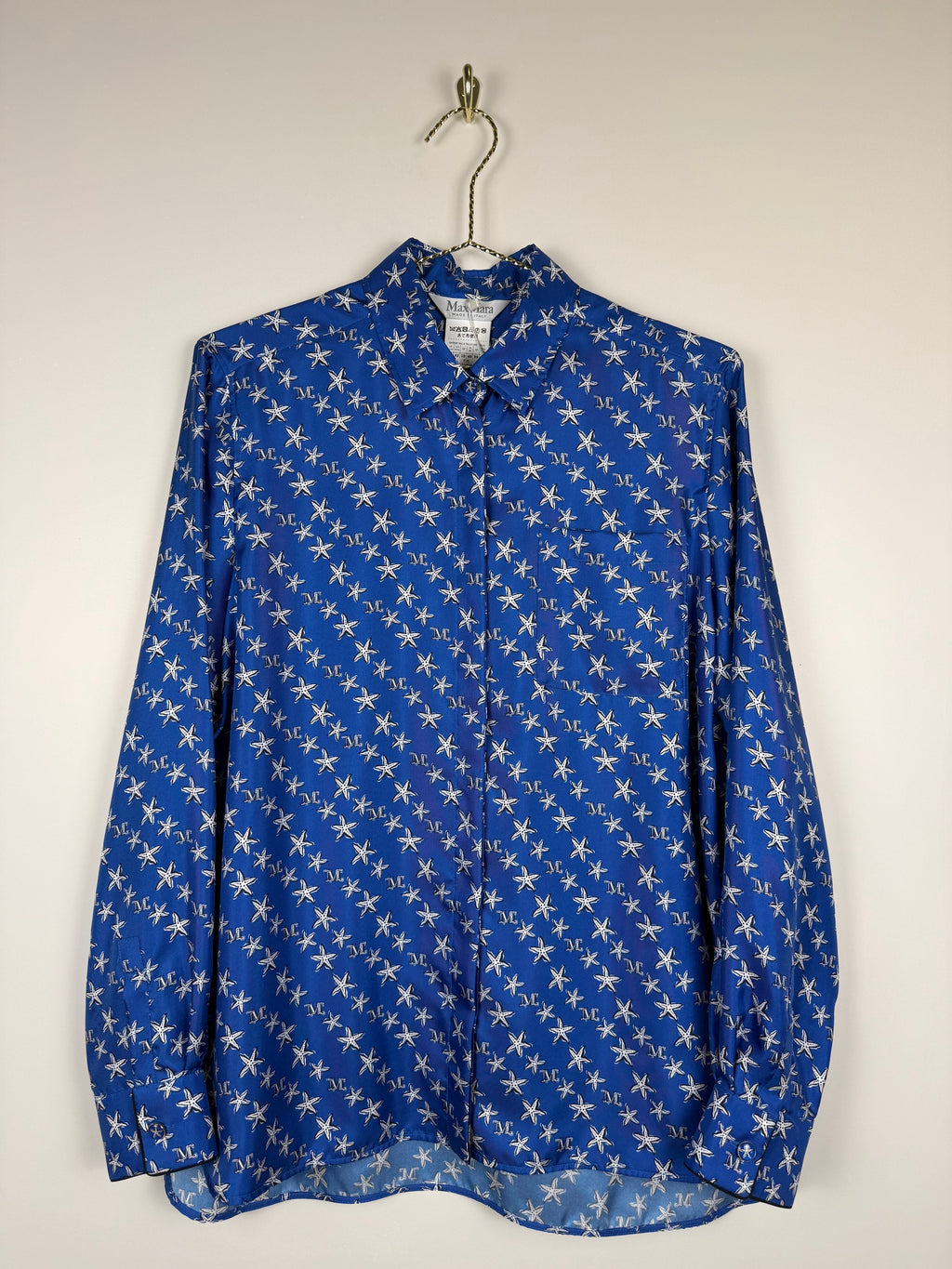 Max Mara Silk Blouse Blue Multi Sz. 38 DE