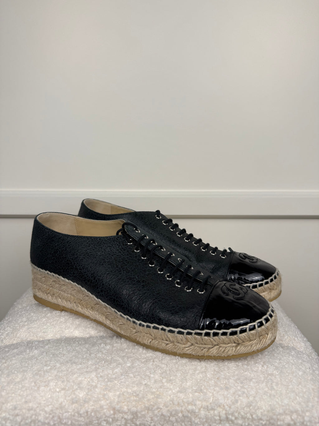 Chanel Lace-Up Espadrilles Black Sz. 40 EU