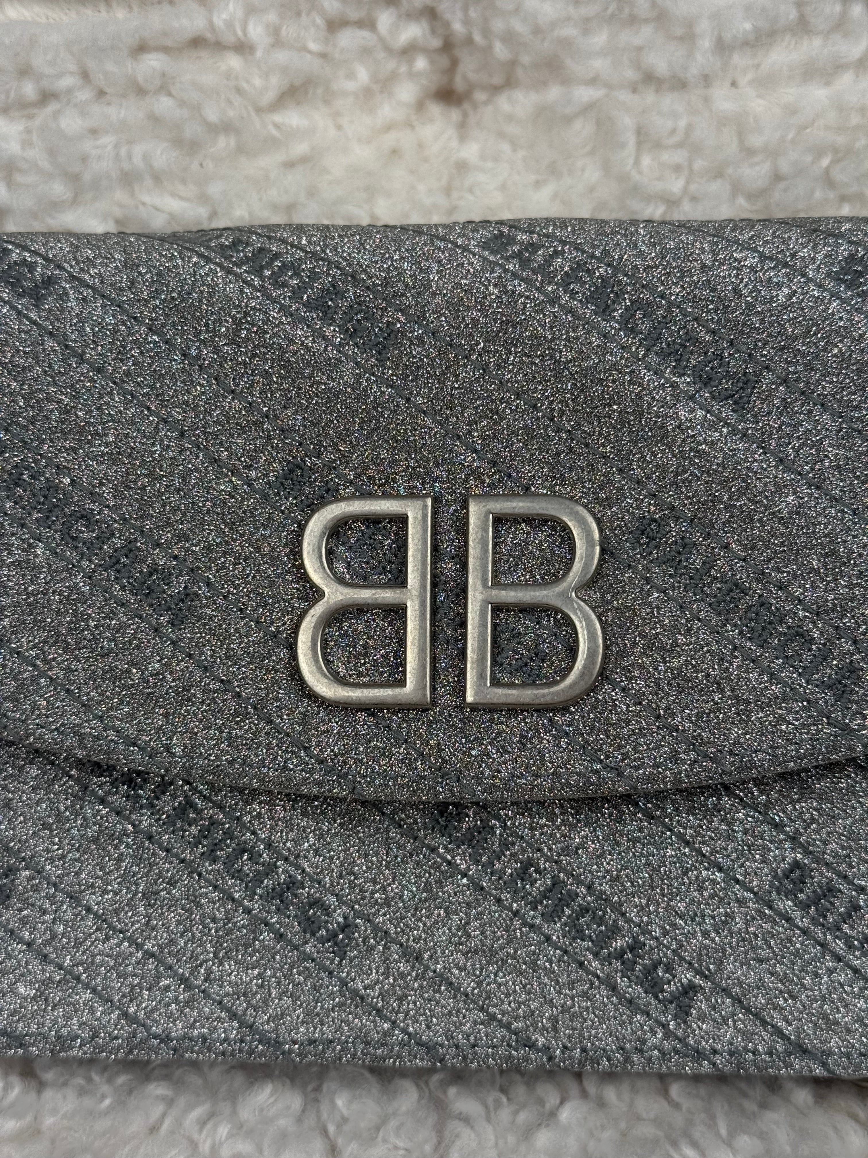 Balenciaga BB Chain Crossbody Bag Silver