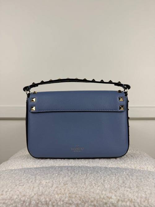 Valentino Rockstud Mini Leather Bag – Blau – Goldfarbene Nieten