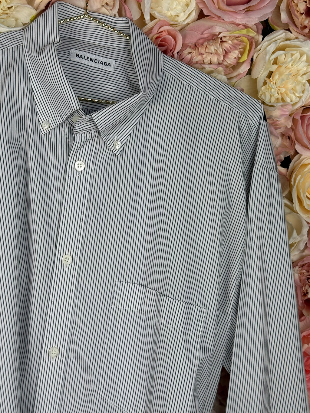 Balenciaga Oversized Striped Shirt Black White Sz. 36 DE (38 FR)