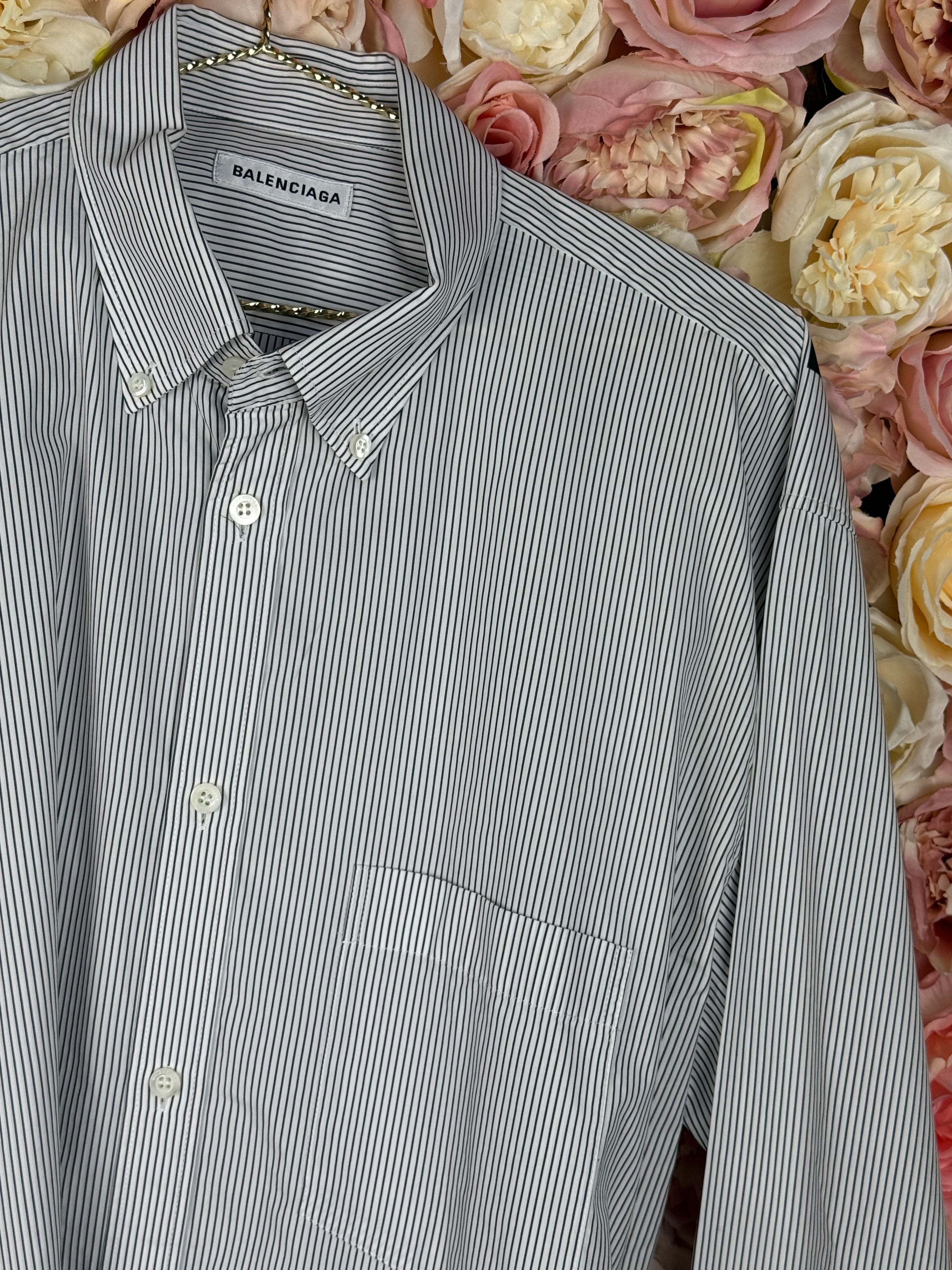Balenciaga Oversized Striped Shirt Black White Sz. 36 DE (38 FR)