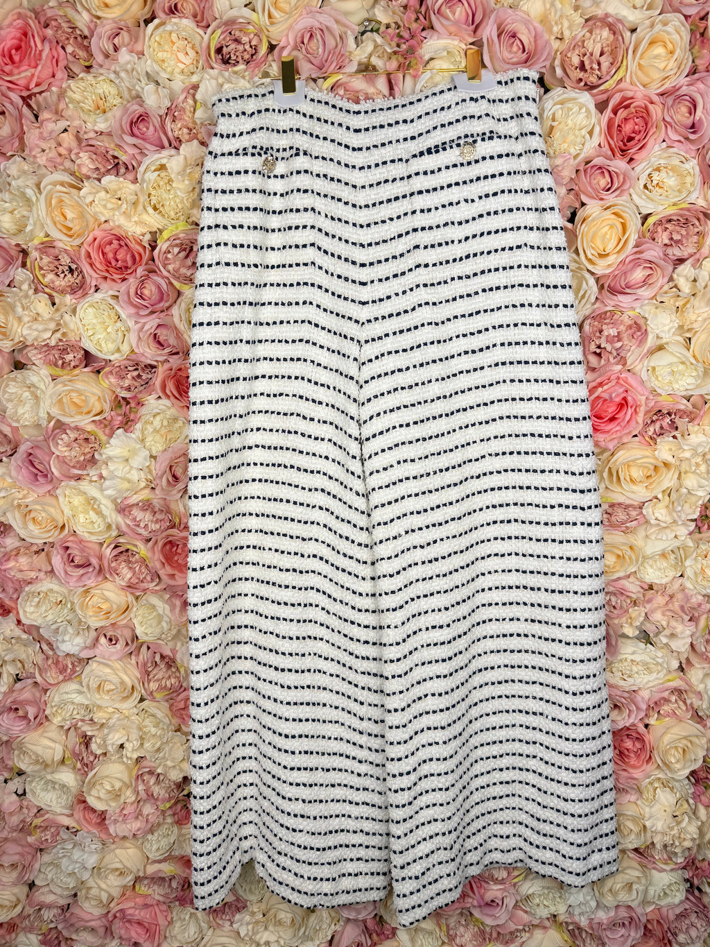 Chanel S23 Tweed Pants White Blue Sz. 42 DE (44 FR)