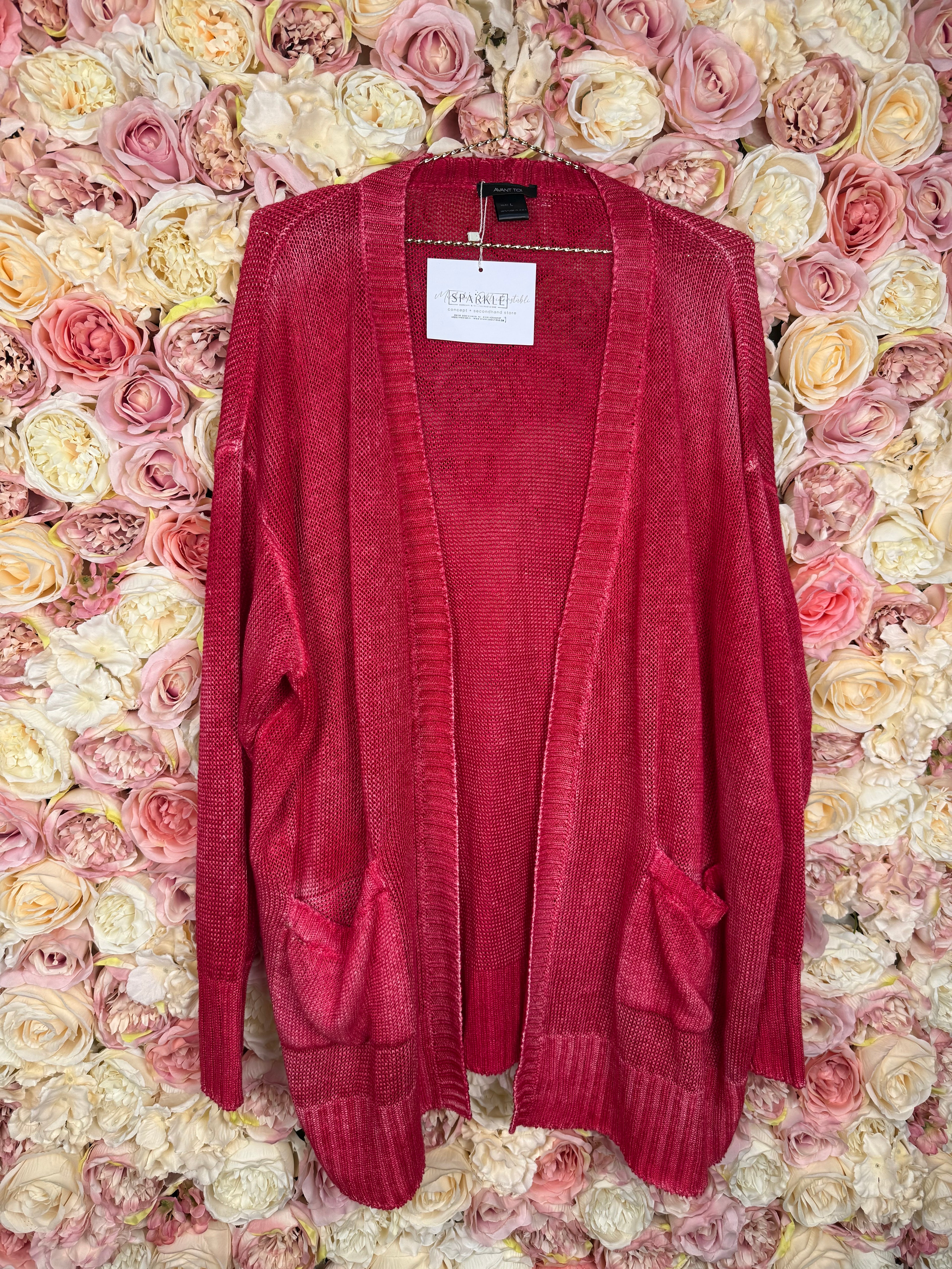 Avant Toi Red Linen Cardigan
