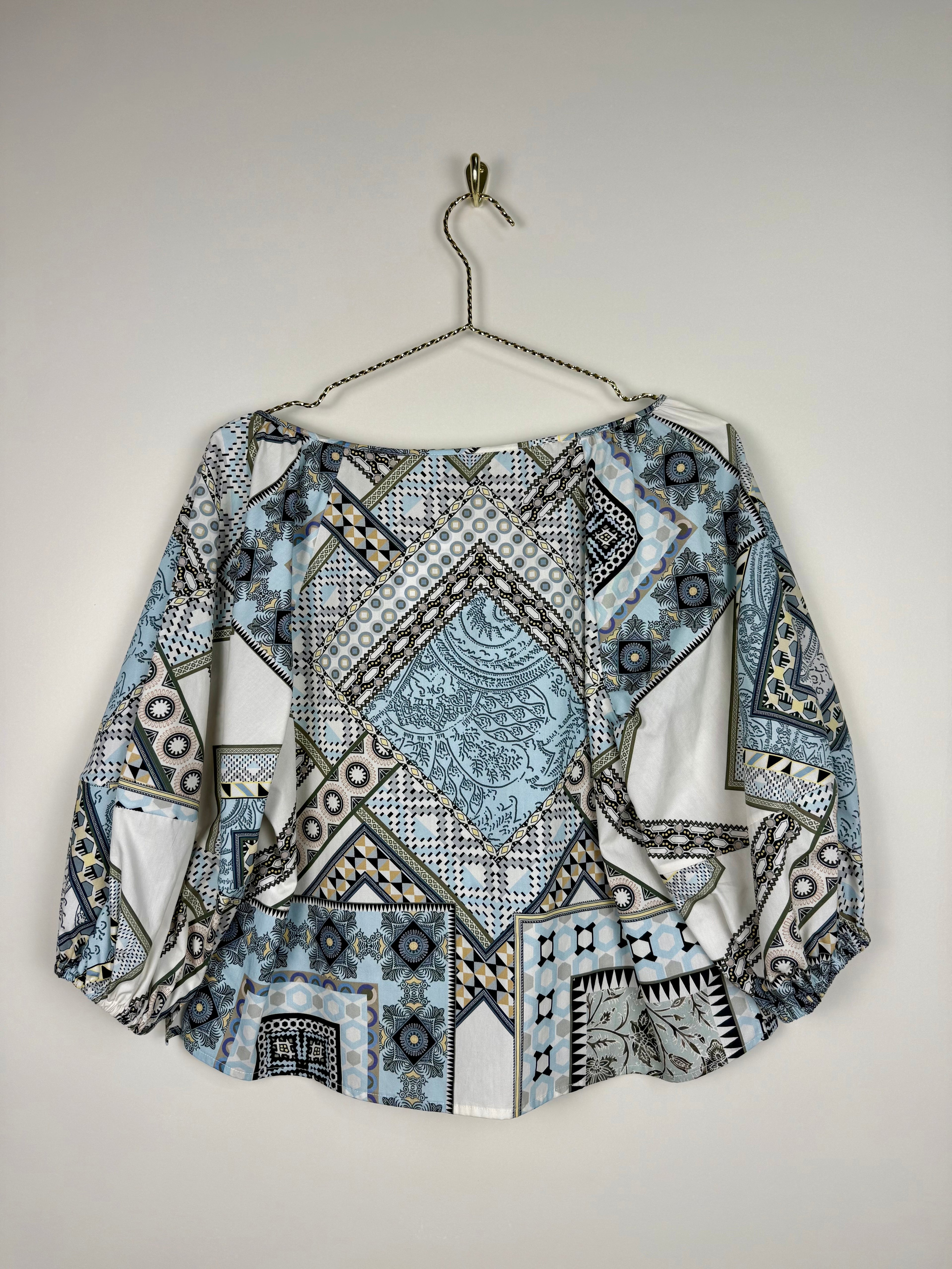 Etro Cotton Blouse White Blue Sz. 34 DE