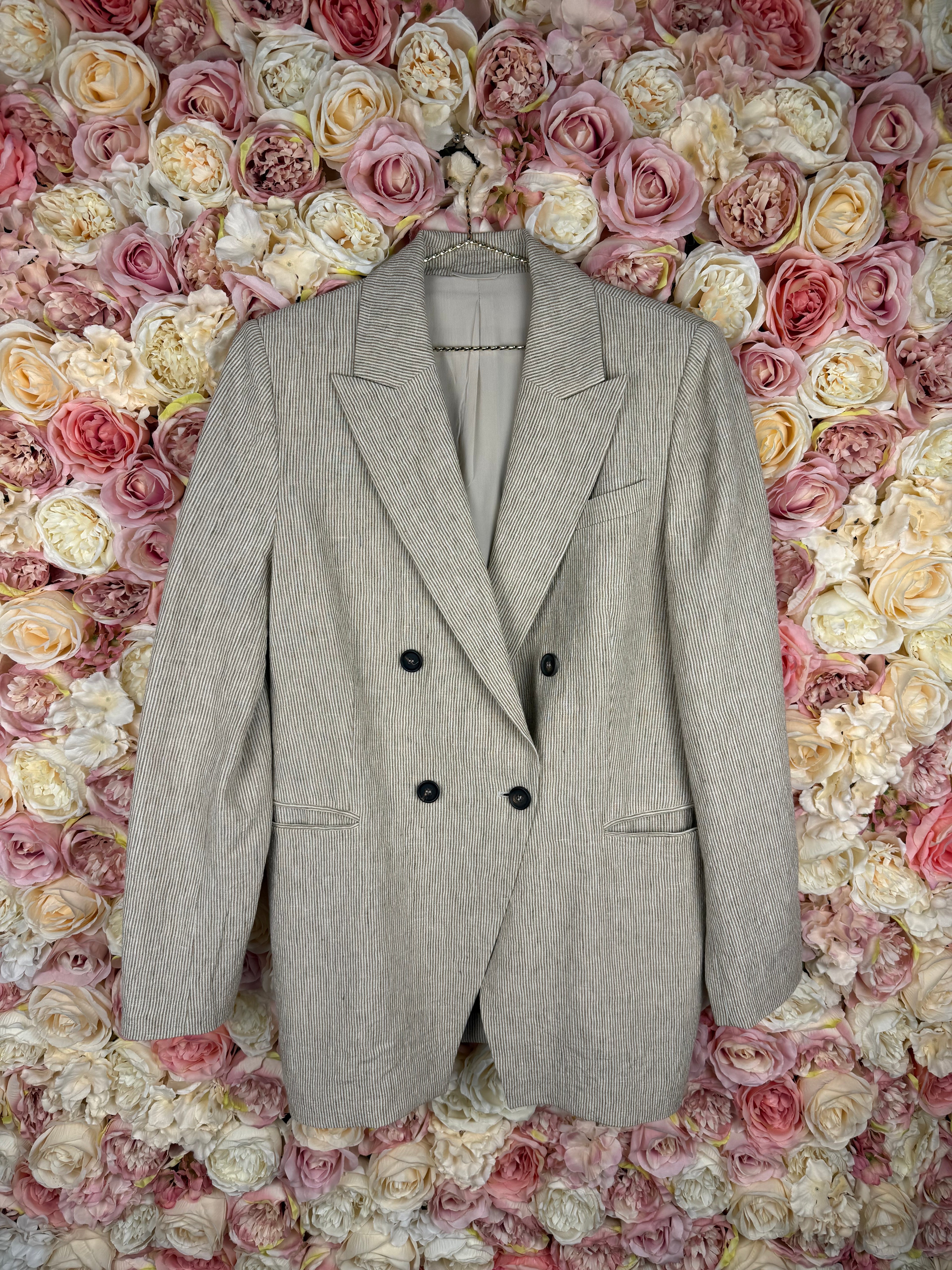 Brunello Cucinelli Linen Blazer Beige White Sz. 40 DE (44 IT)