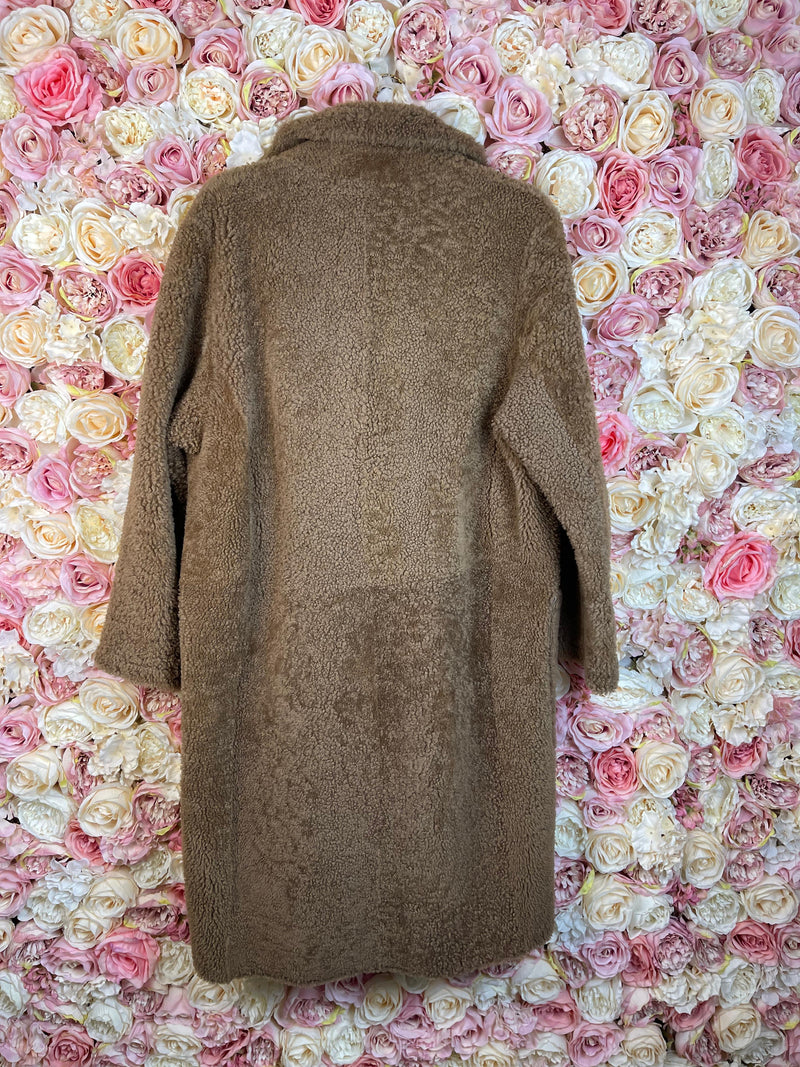 Yves Salomon Lambskin Coat Black & Brown Sz. L