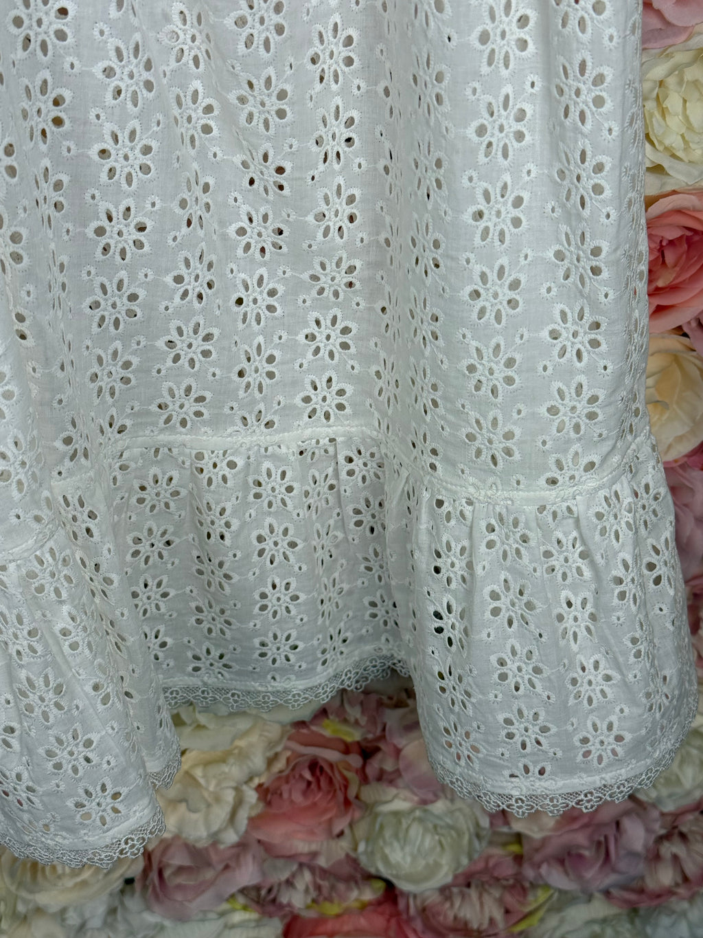 Luminess Babydoll Dress White Purple Sz. Estm. M