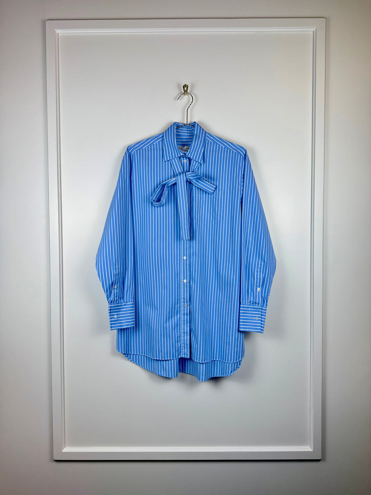 Valentino Oversized Striped Cotton Shirt Light Blue White Sz. 38 DE (42 IT)